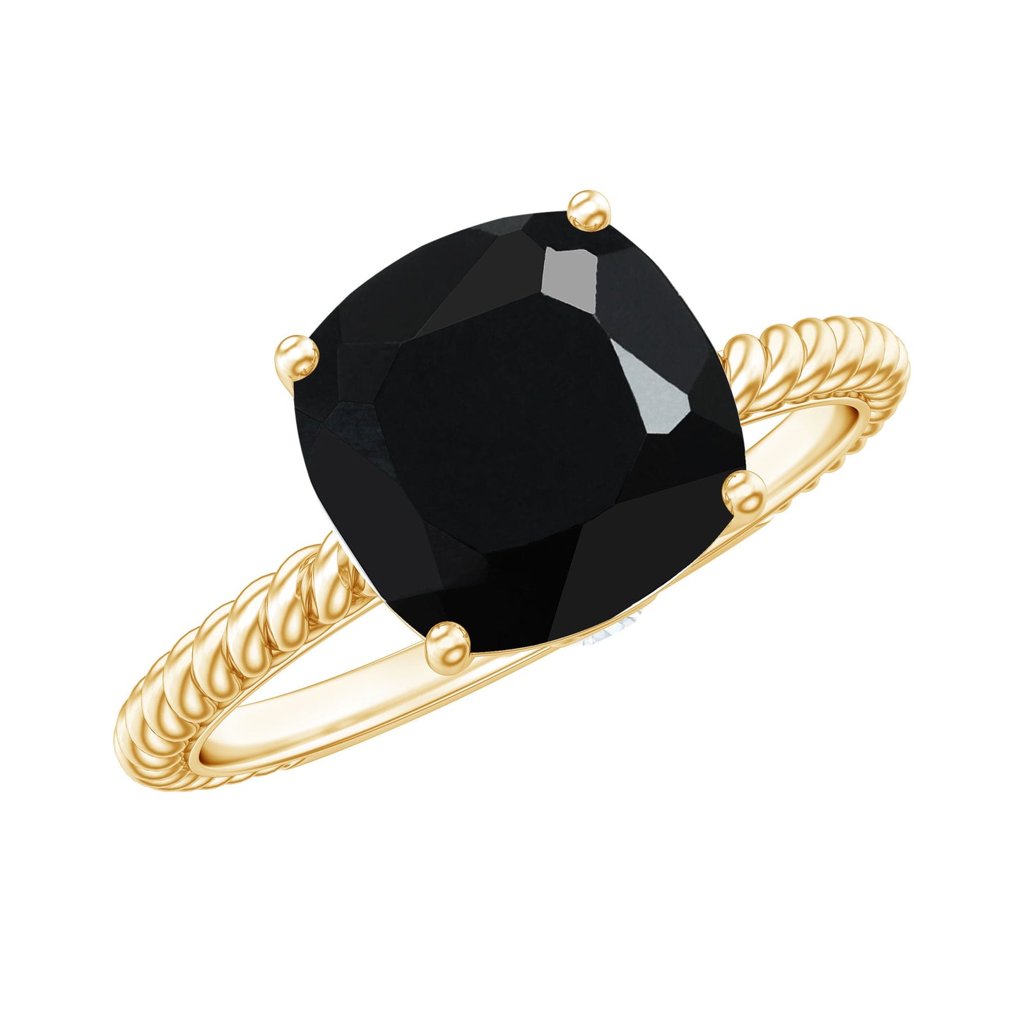 2.8 Carat Cushion Cut Lab Grown Black Diamond Engagement Ring with Surprise White Diamond