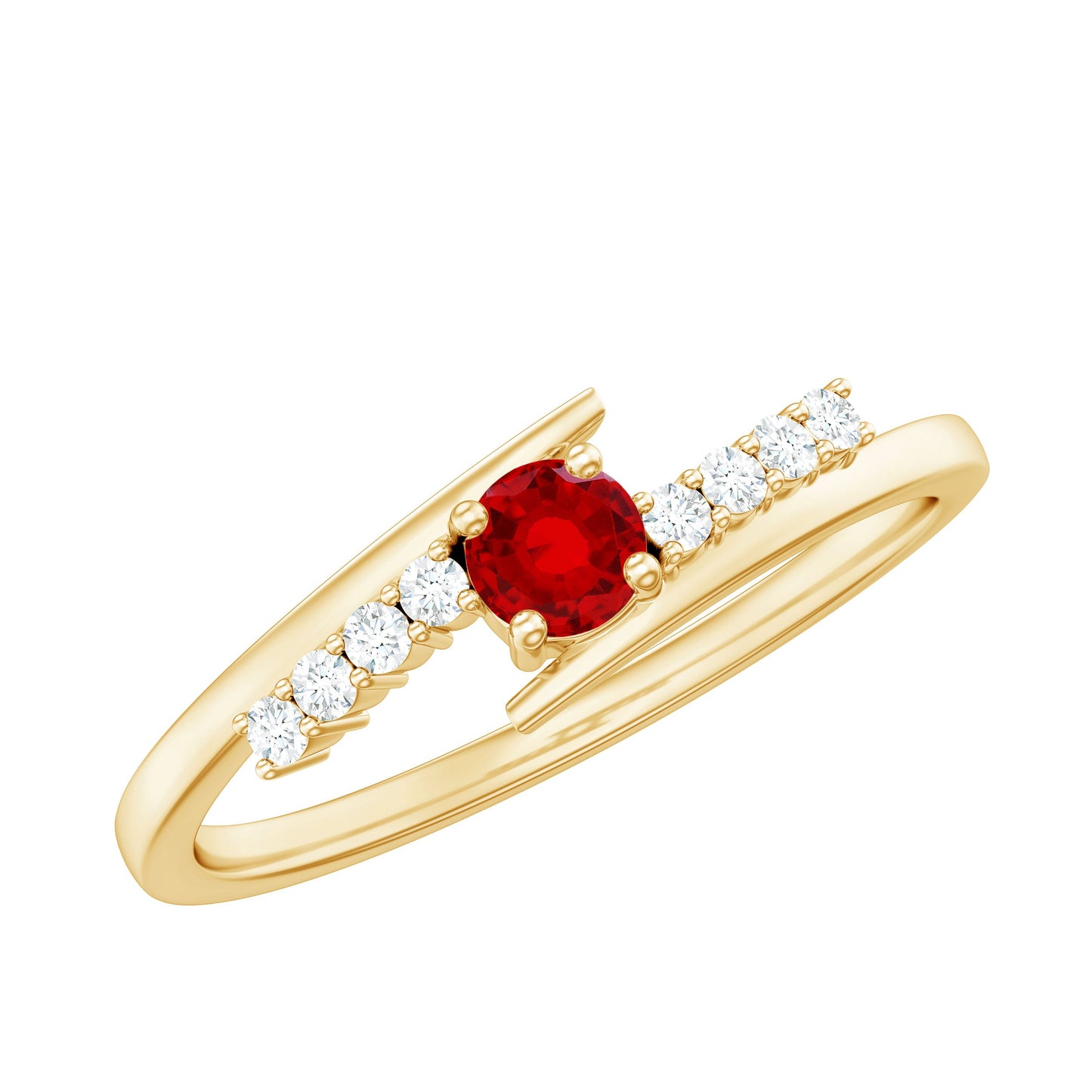 Lab Created Ruby and Diamond Promise Ring in Bypass Shank