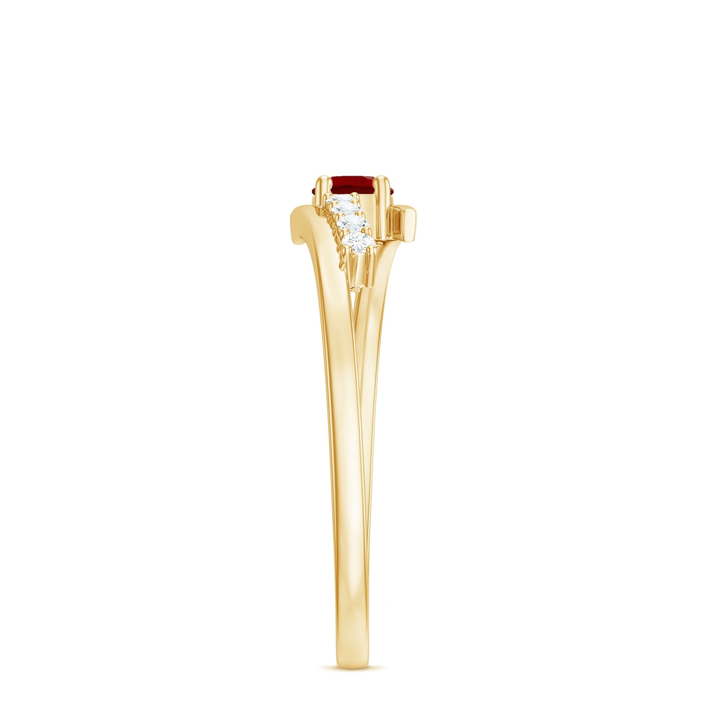 Lab Created Ruby and Diamond Promise Ring in Bypass Shank