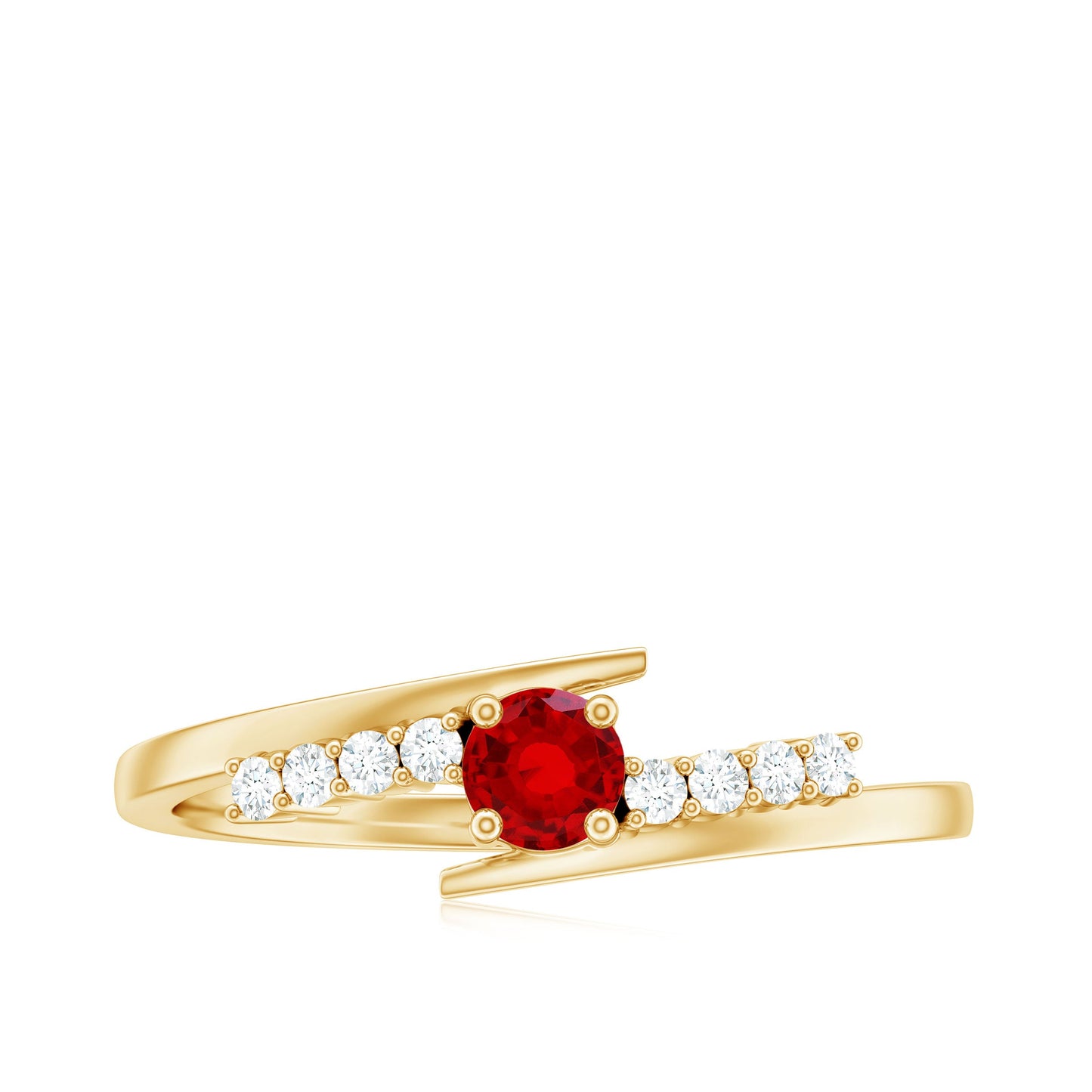 Lab Created Ruby and Diamond Promise Ring in Bypass Shank