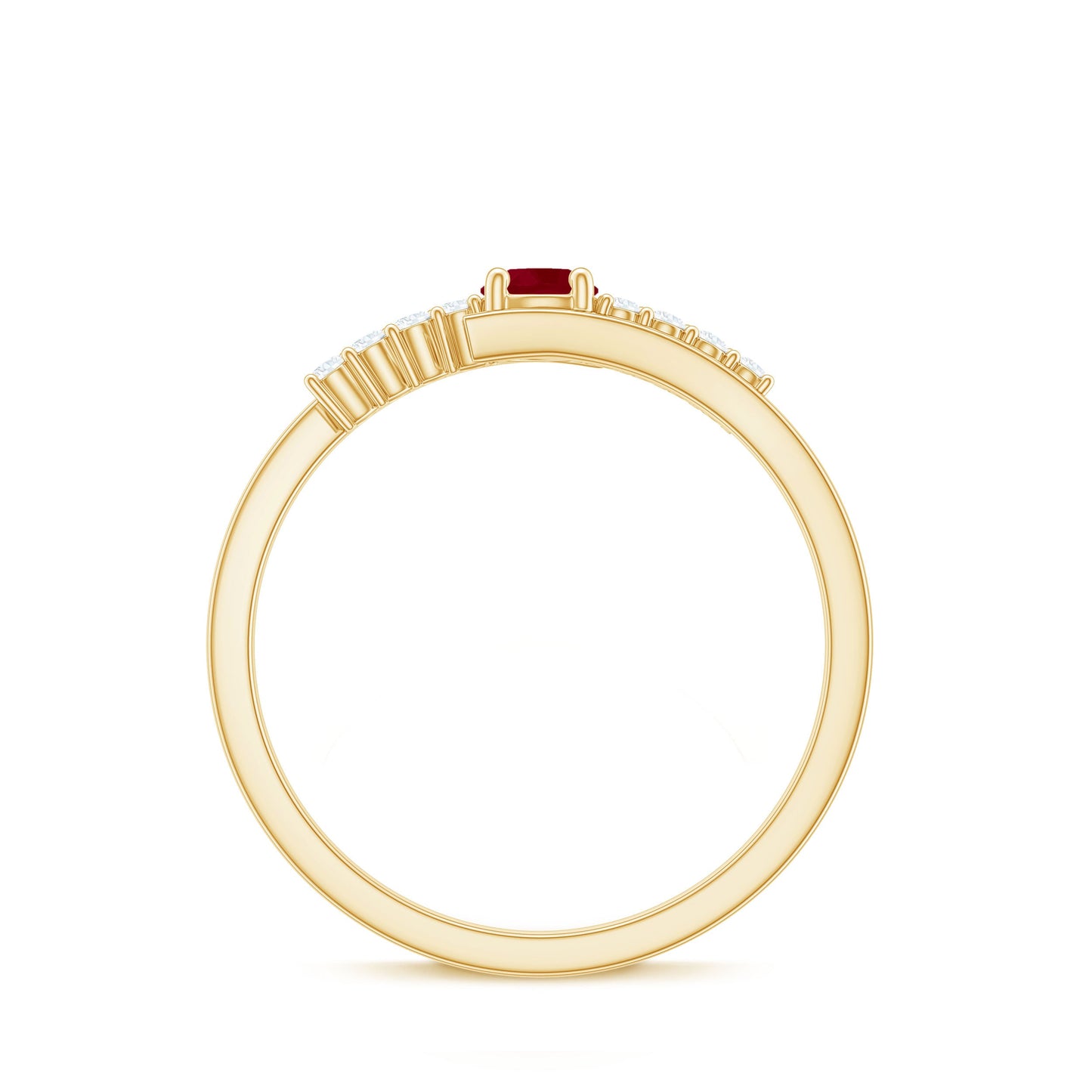 Natural Ruby Promise Ring with Diamond Bypass Shank