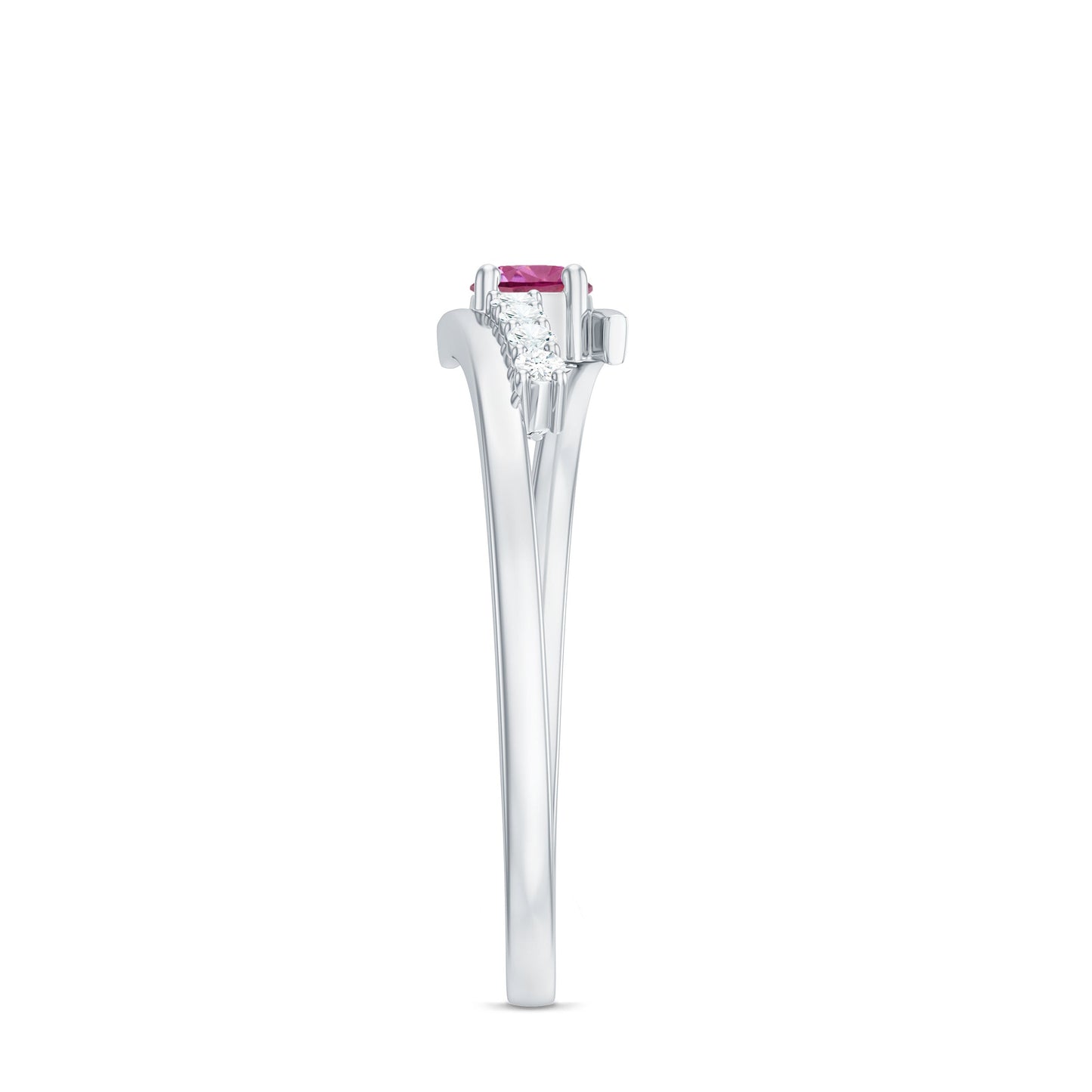 Minimal Pink Tourmaline and Diamond Bypass Promise Ring