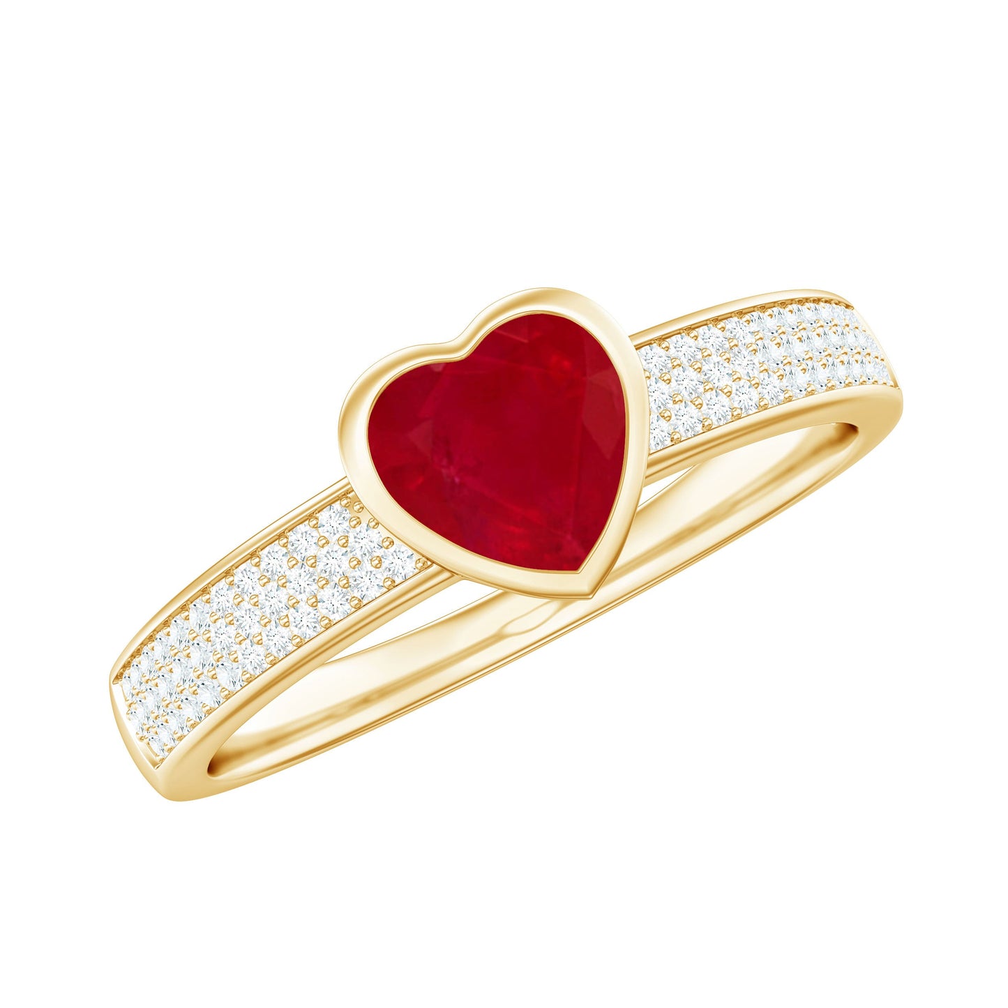Genuine 0.6 Carat Ruby Heart Engagement Ring with Diamond