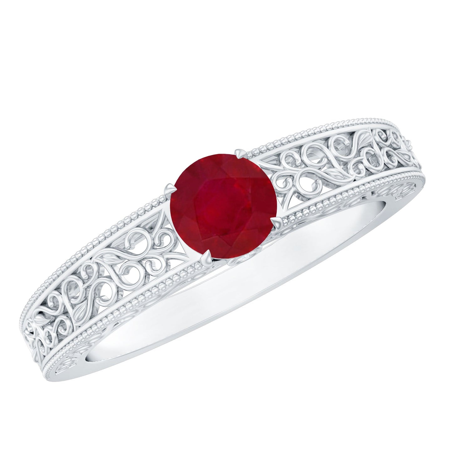 Vintage Inspired Ruby Engagement Ring with Surprise Diamond