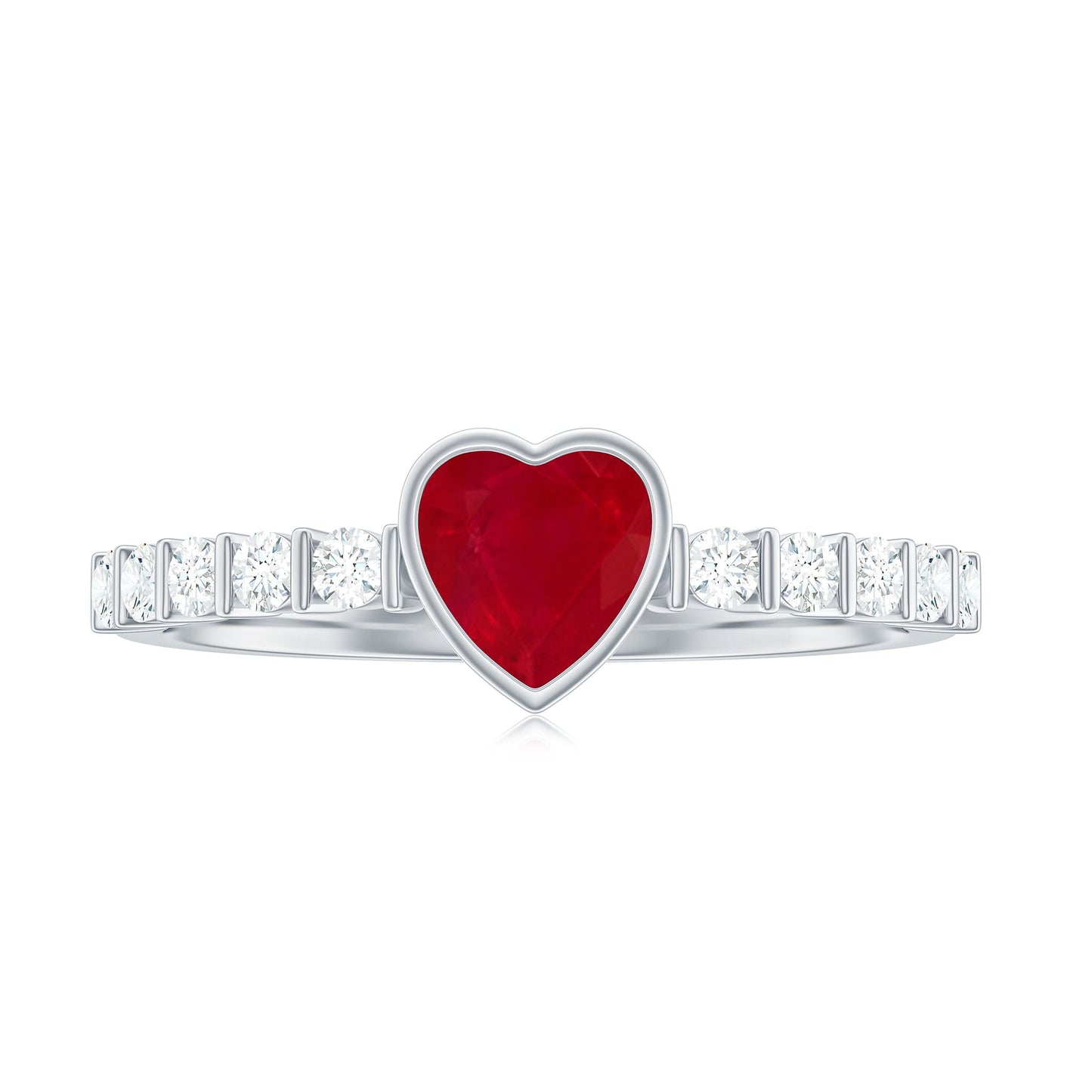 Real 0.6 Carat Ruby Heart Promise Ring with Diamond