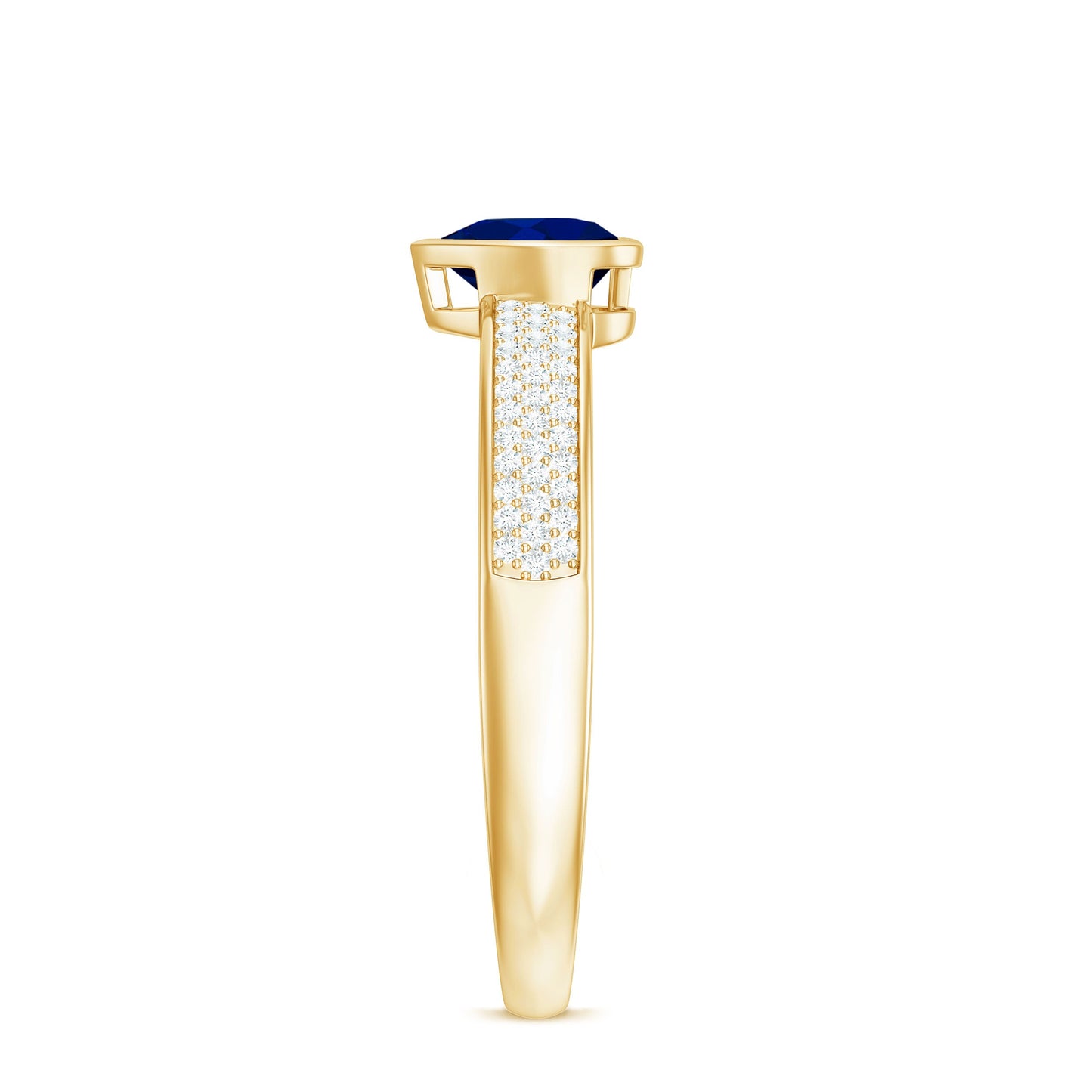0.6 Carat Blue Sapphire Heart Solitaire Engagement Ring with Pave Diamond