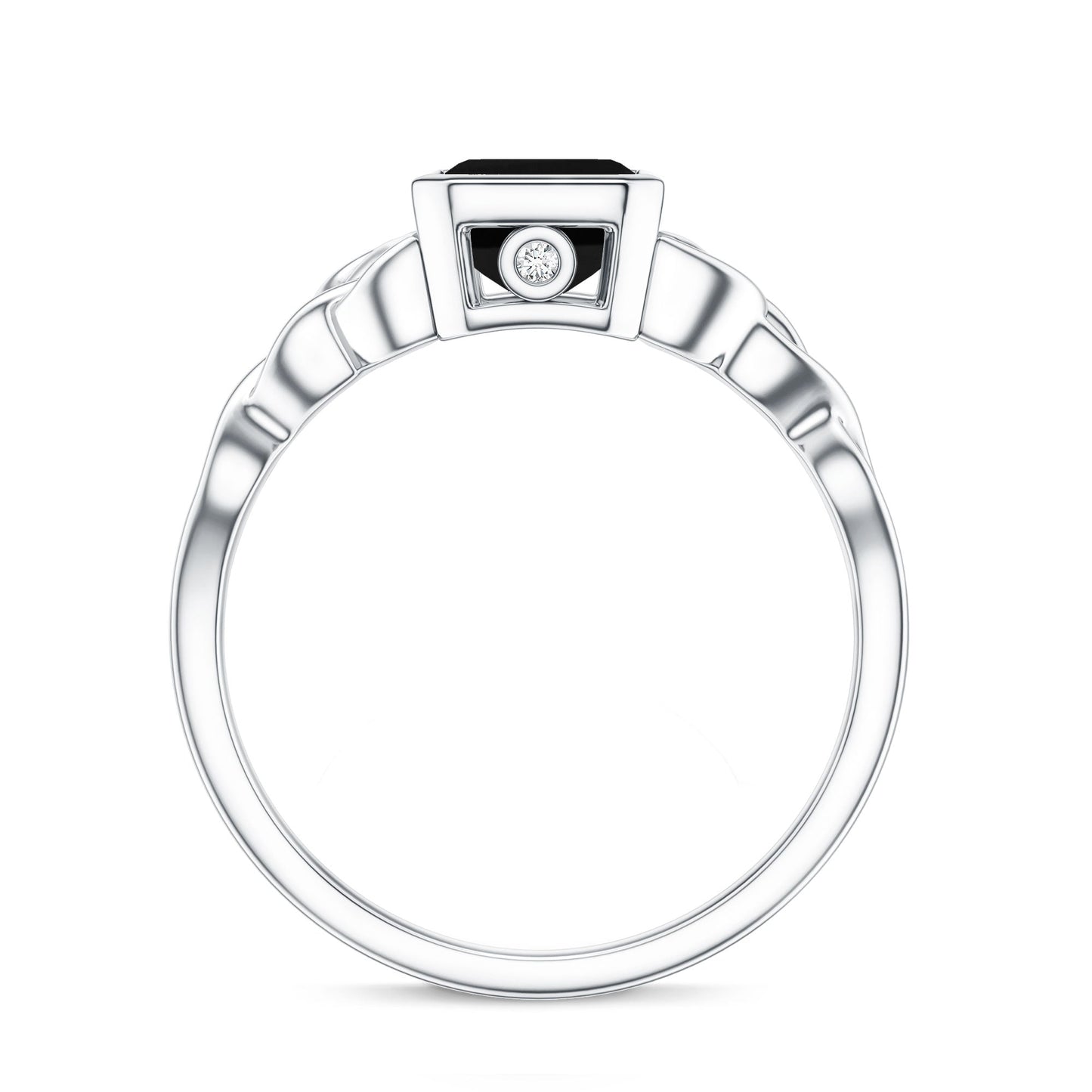 1.6 Carat Lab Grown Black Diamond Celtic Knot Engagement Ring with Surprise White Diamond