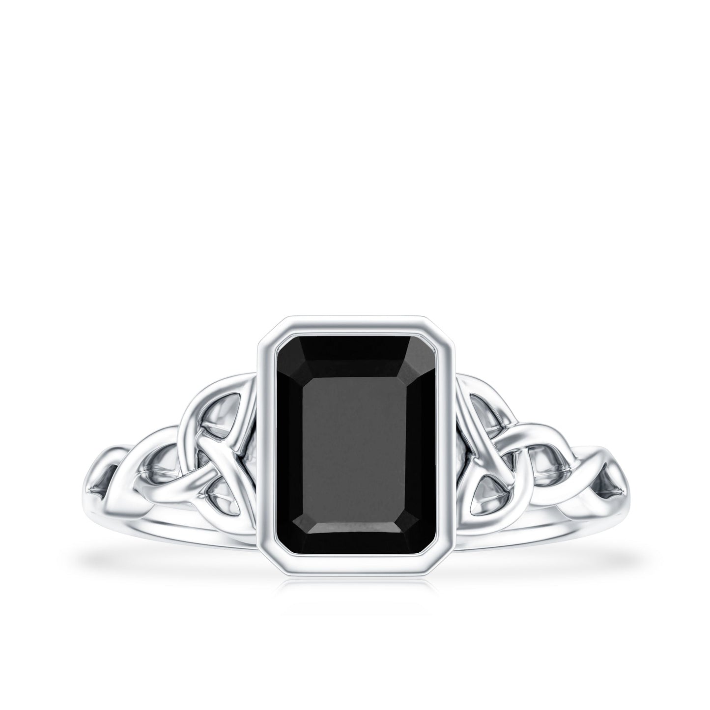 1.6 Carat Lab Grown Black Diamond Celtic Knot Engagement Ring with Surprise White Diamond