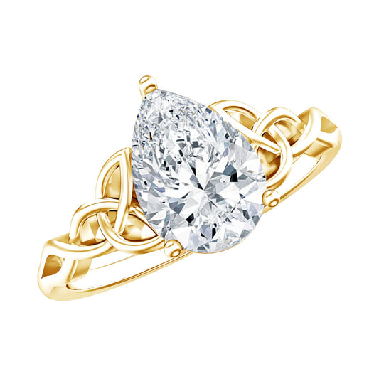 Pear Cut 0.79 Carat Moissanite Celtic Engagement Ring