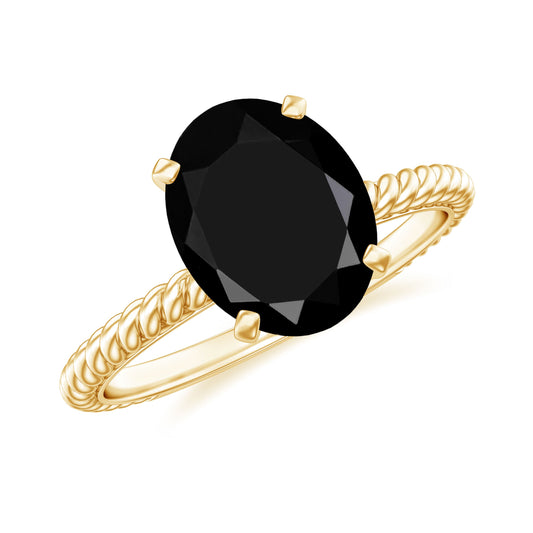 4.2 Carat Oval Lab Grown Black Diamond Solitaire Engagement Ring with Surprise White Diamond