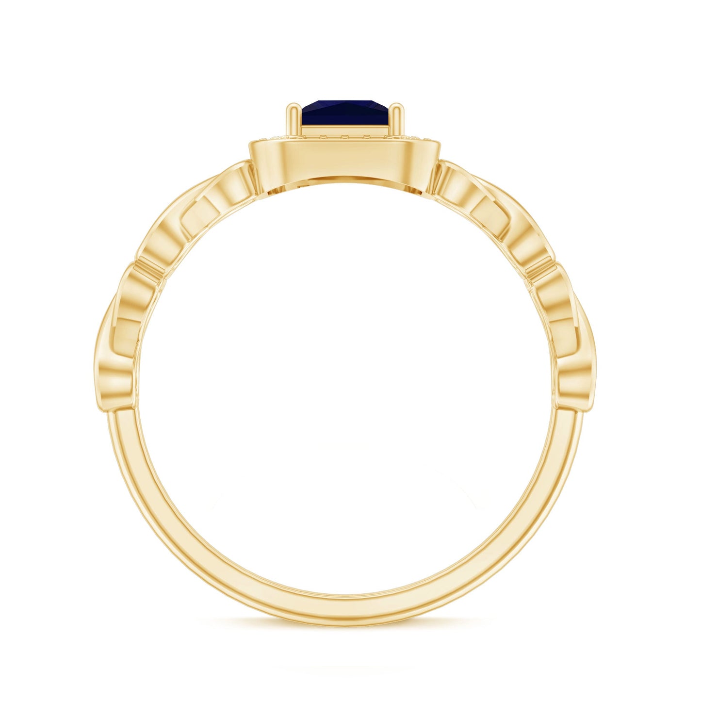 Natural Princess Cut Blue Sapphire Diamond Promise Ring with Infinity Heart Shank