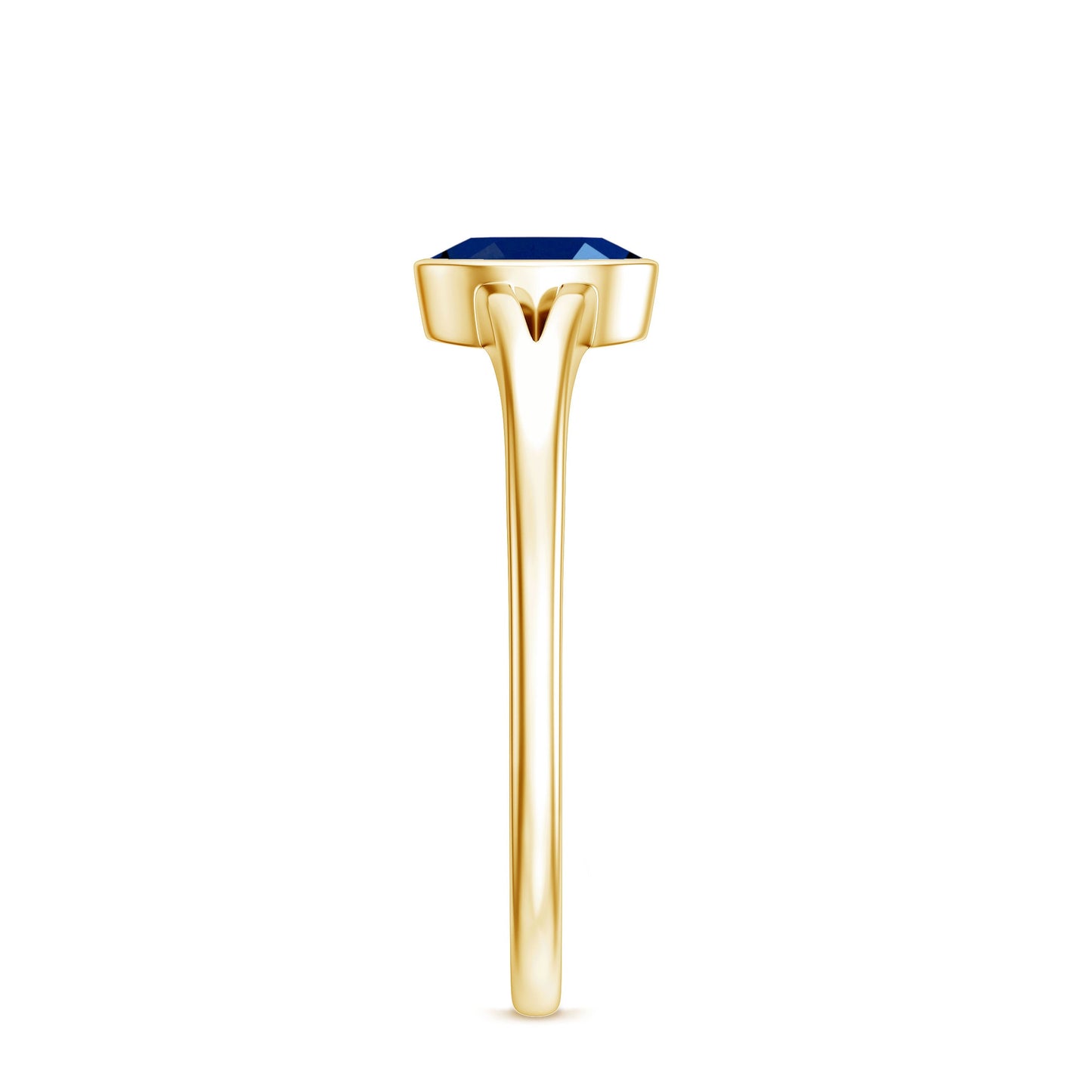 Natural 0.6 Carat Oval Shape Blue Sapphire Promise Ring with Split Shank