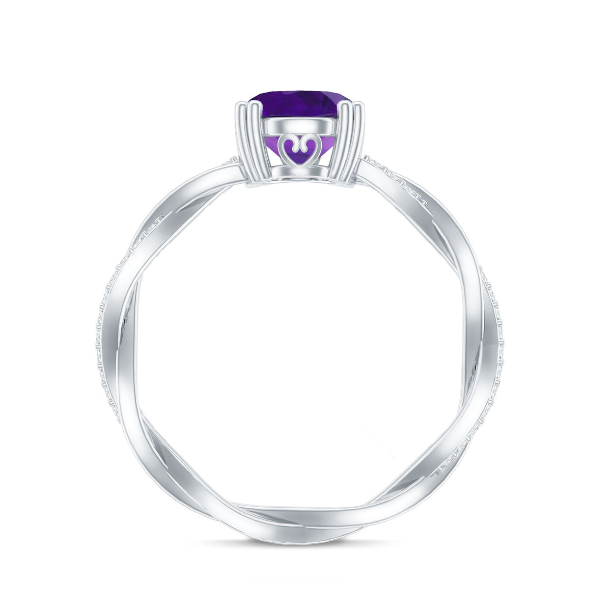 2.5 Carat Amethyst Oval Engagement Ring with Diamond Braided Shank