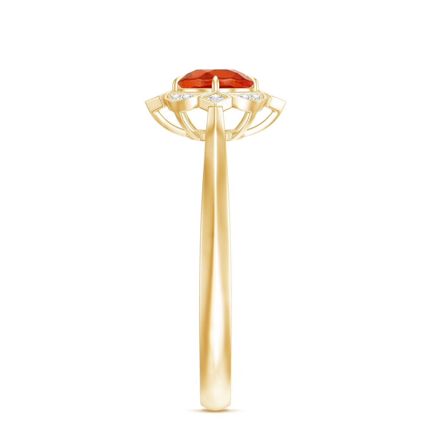 0.4 Carat Vintage Fire Opal and Diamond Engagement Ring