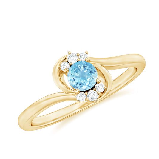 Genuine Aquamarine and Diamond Promise Ring For Her