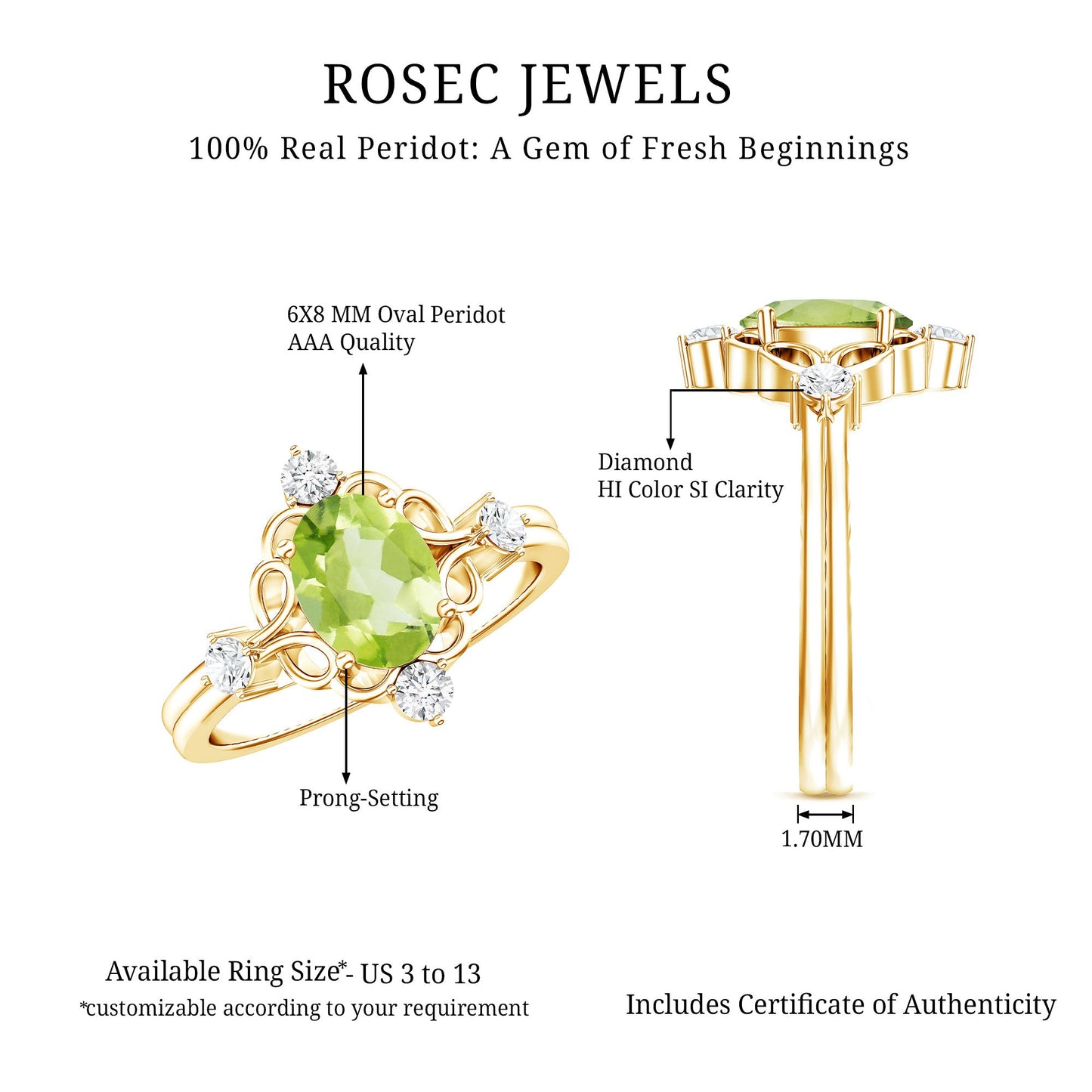 Oval Peridot Cocktail Ring with Diamond