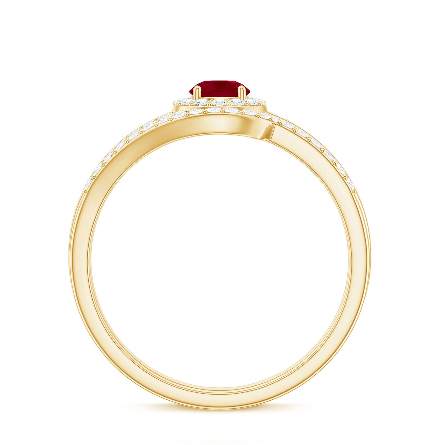 Natural Ruby Diamond Wedding Bridal Ring Set for Women