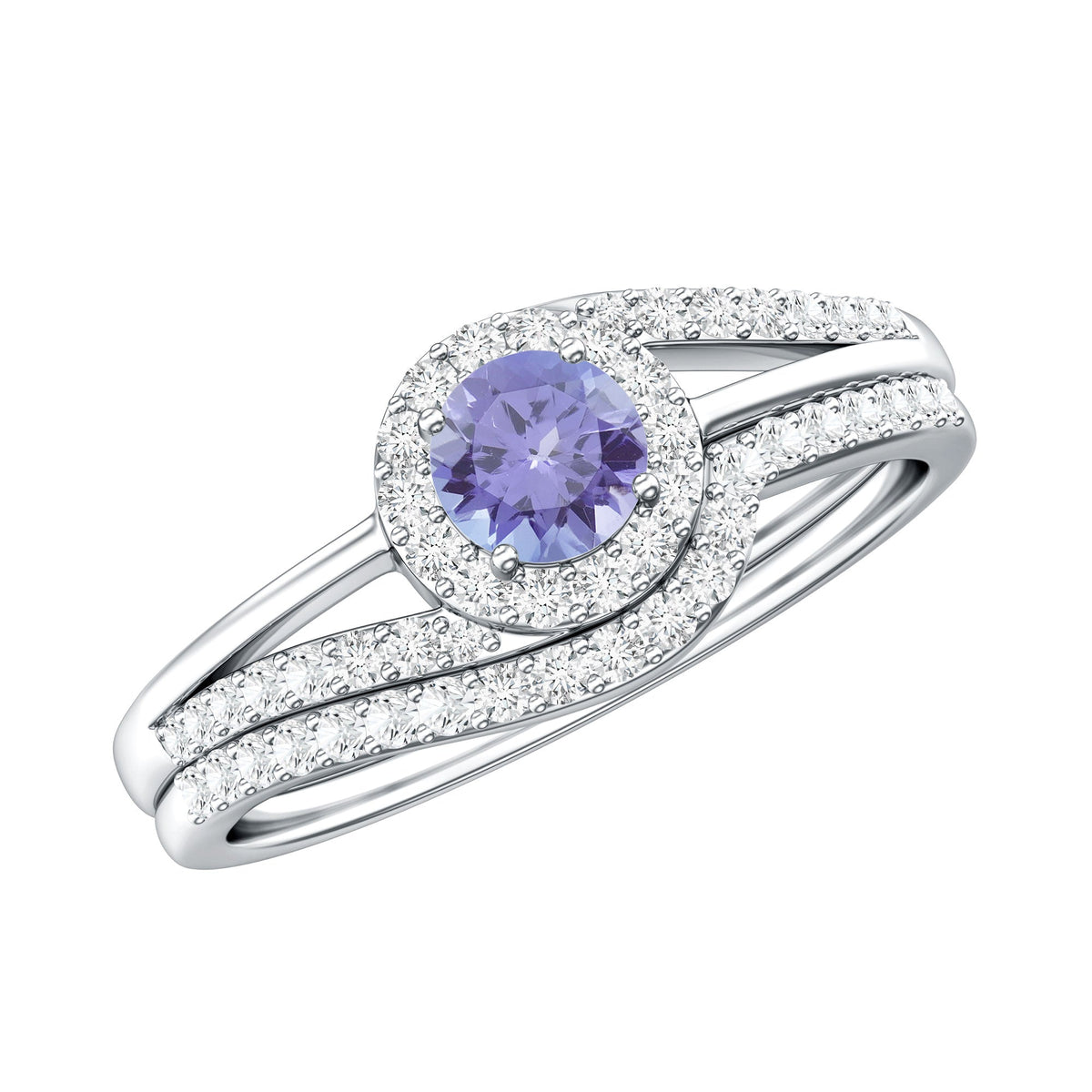 Genuine Tanzanite Engagement Ring with Diamond Enhancer
