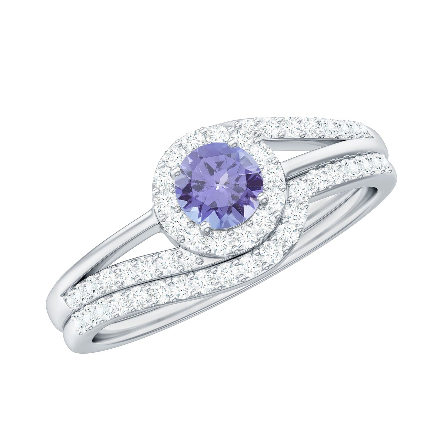Genuine Tanzanite Engagement Ring with Diamond Enhancer