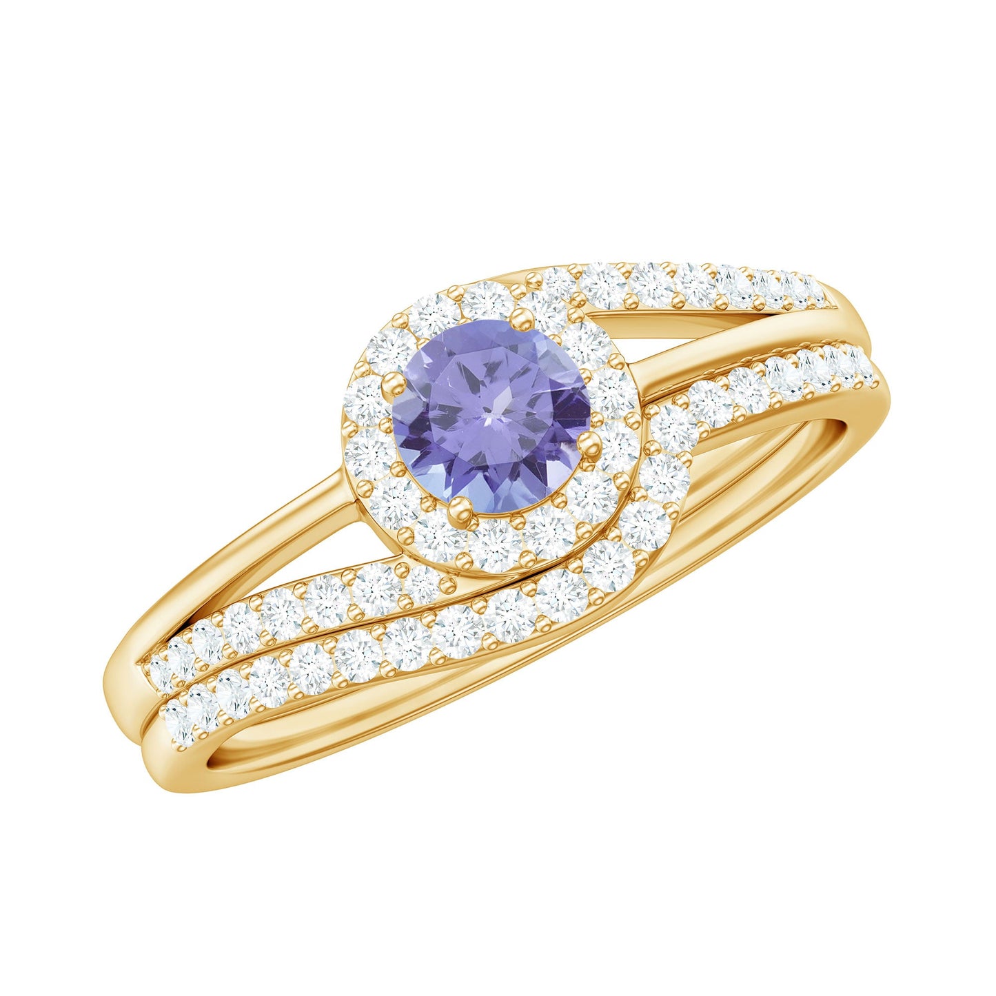 Genuine Tanzanite Engagement Ring with Diamond Enhancer