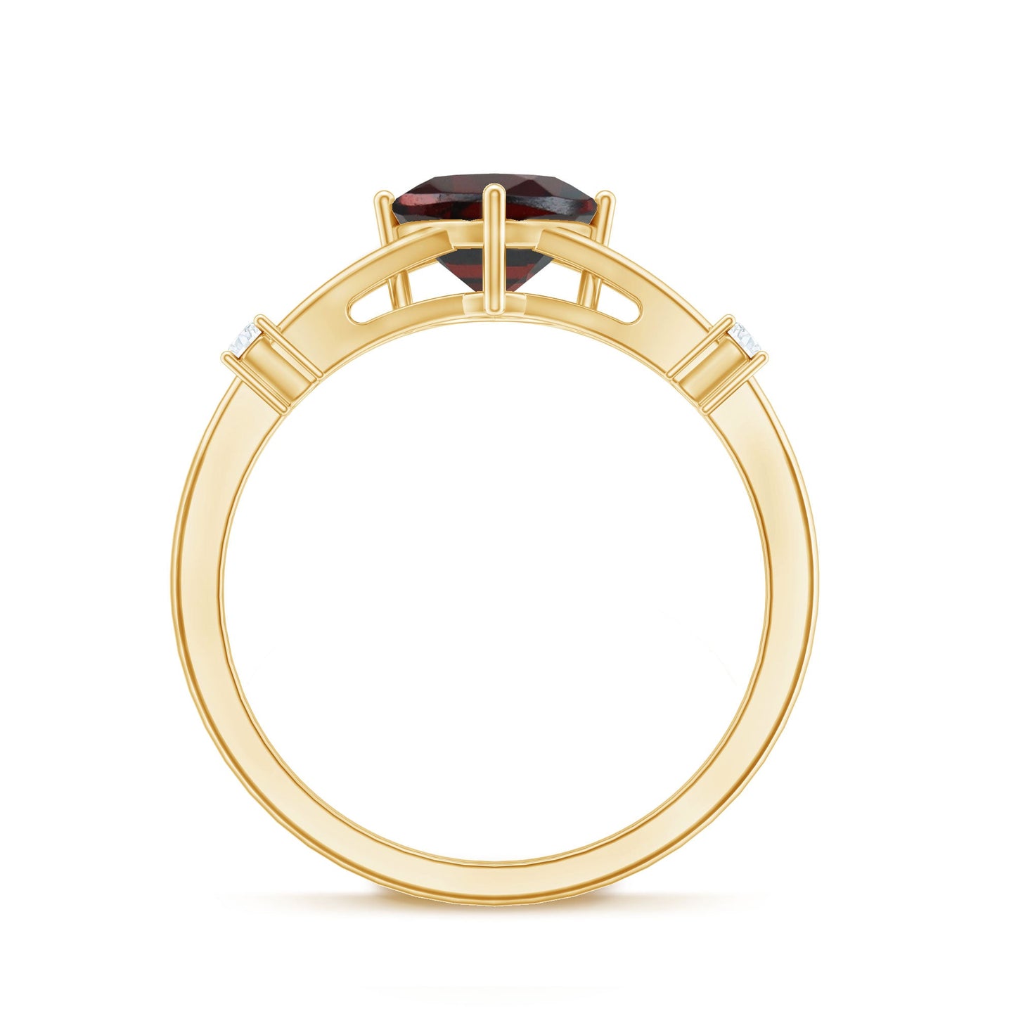 3.2 Carat Genuine Garnet Diamond Cushion Cut Engagement Ring with Split Shank