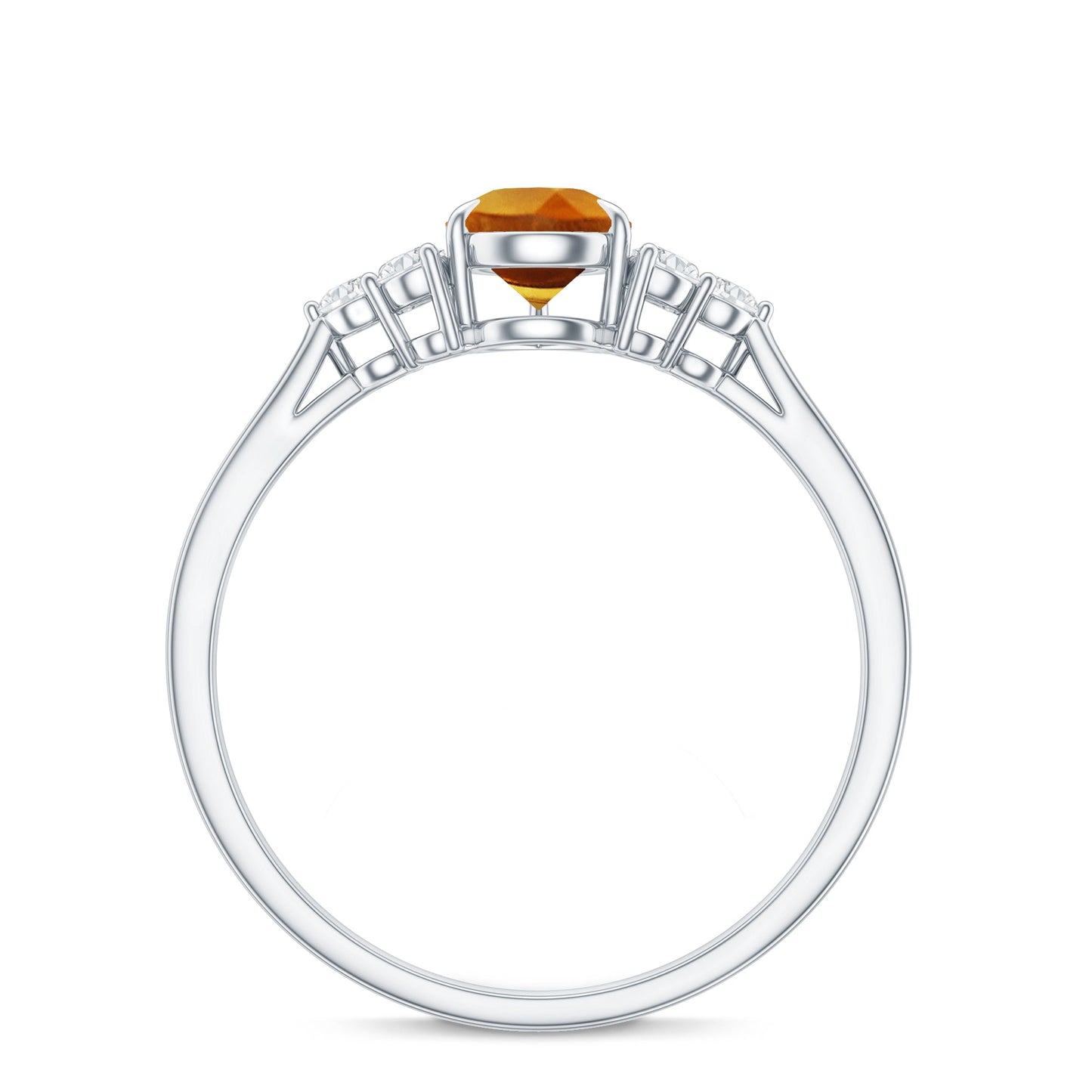 Classic Citrine Teardrop Engagement Ring with Diamond Trio