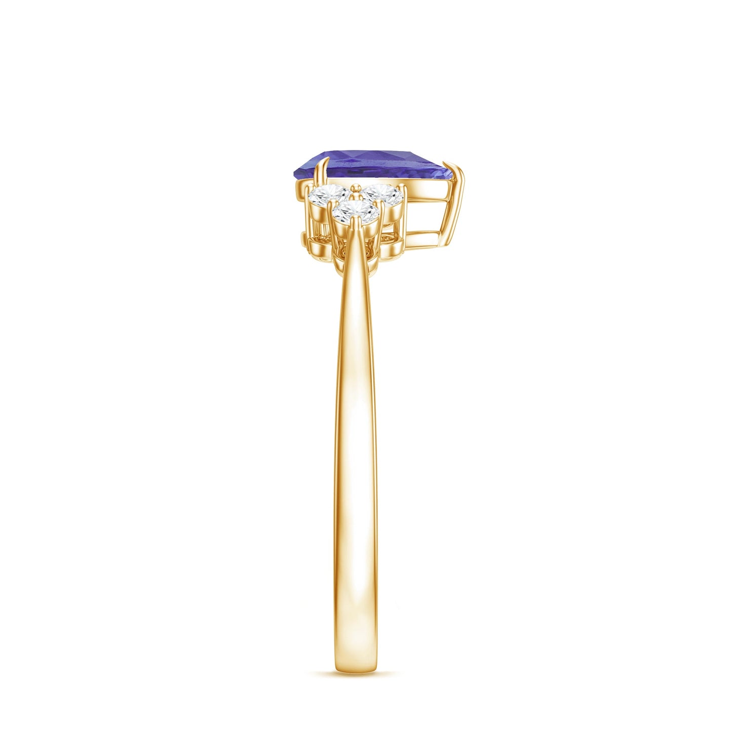 0.8 Carat Pear Shaped Tanzanite Engagement Ring with Diamond Trio