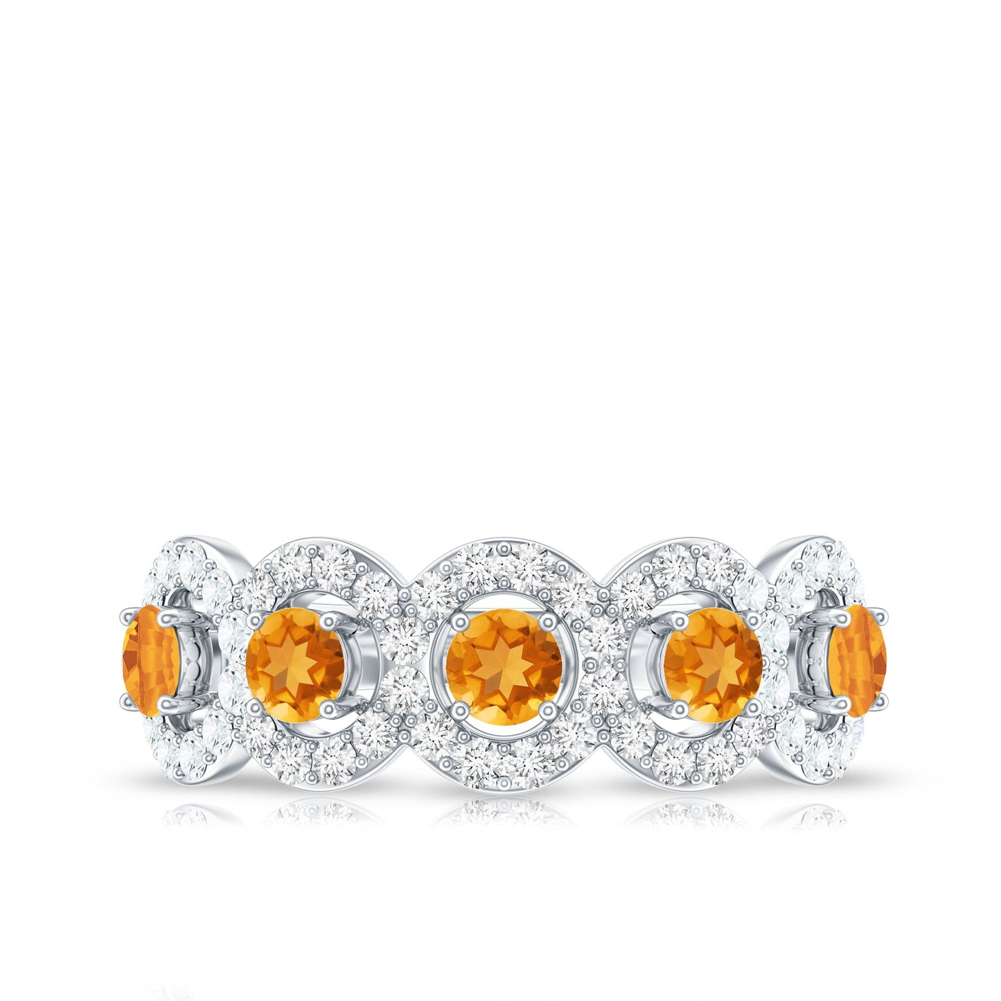 Certified Natural Citrine Diamond Half Eternity Band for Anniversary