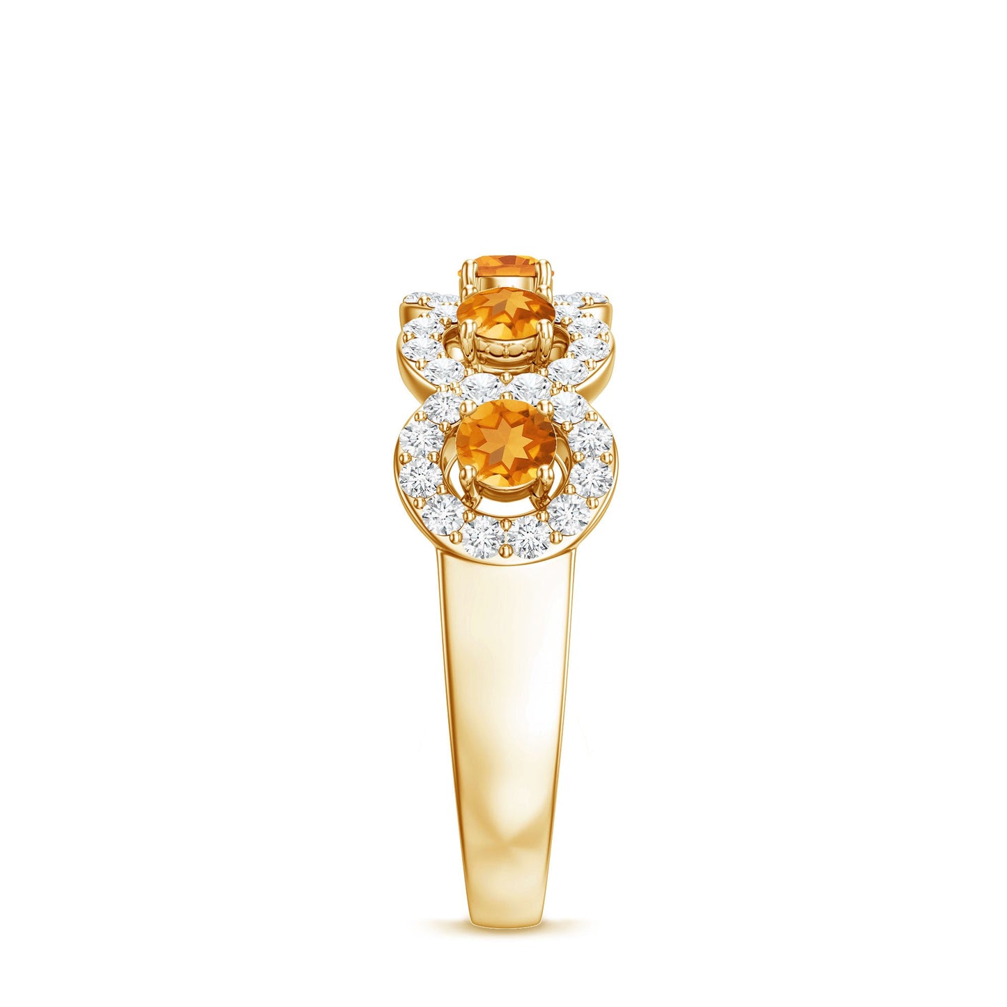 Certified Natural Citrine Diamond Half Eternity Band for Anniversary