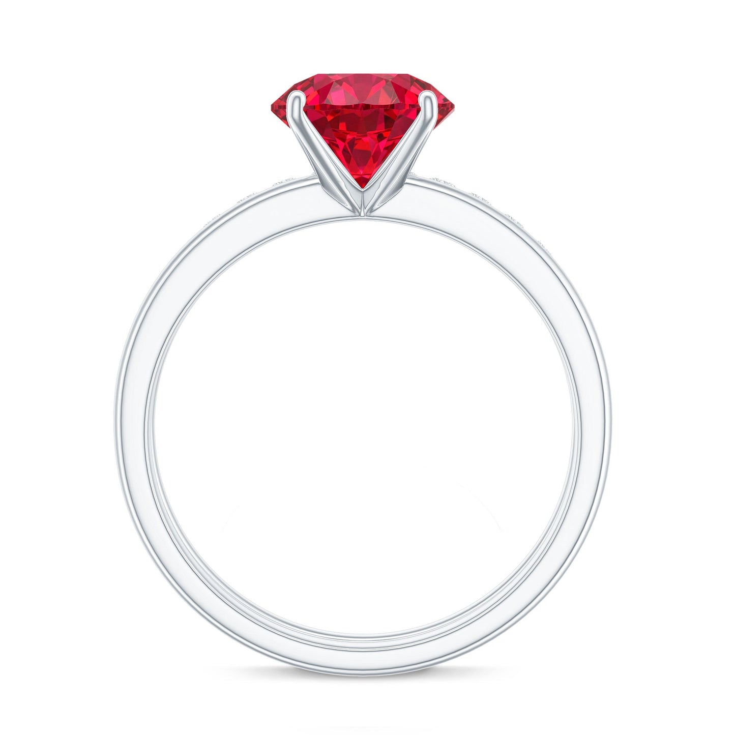 2.3 Carat Solitaire Created Ruby Wedding Ring Set with Diamond