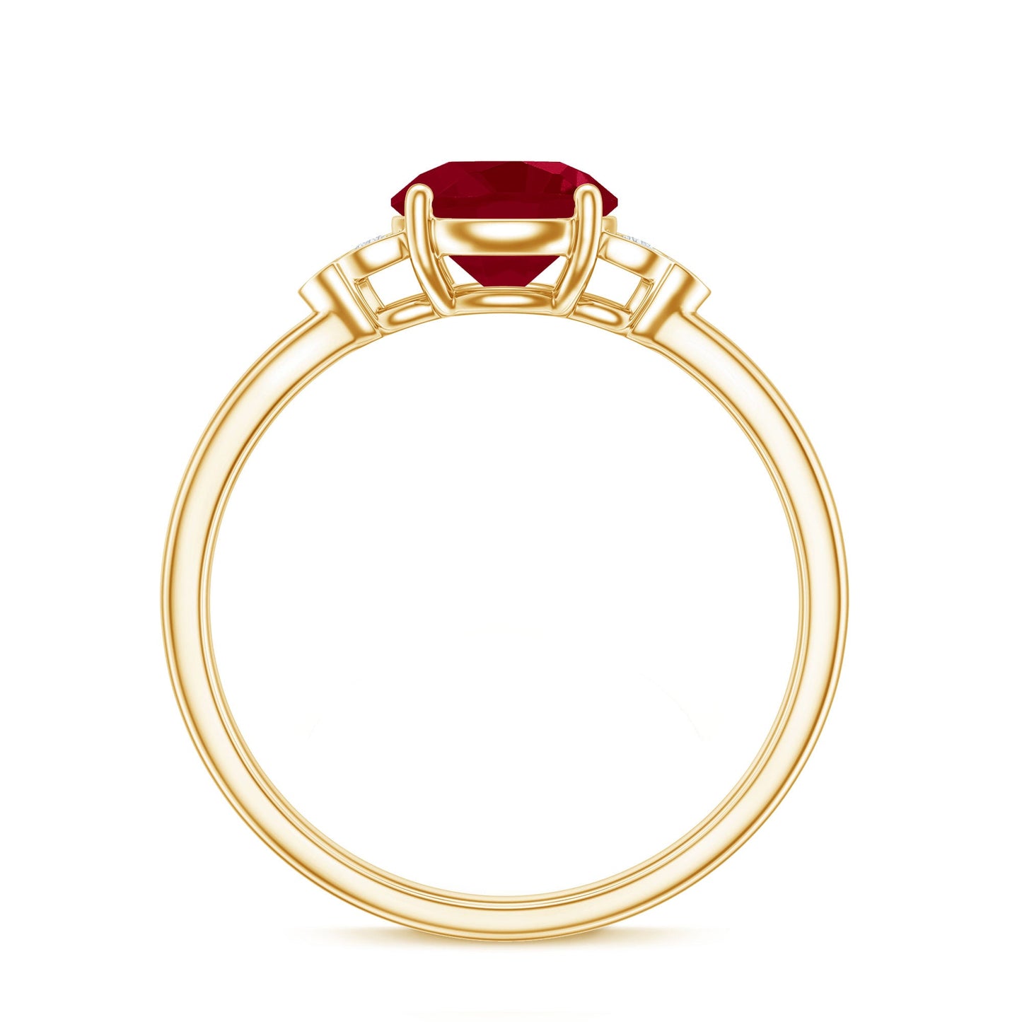 Real 0.6 Carat Ruby Promise Ring with Diamond Trio