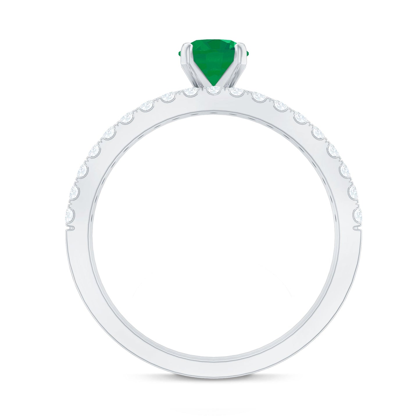 Certified Real Emerald Solitaire Engagement Ring with Diamond Enhancer