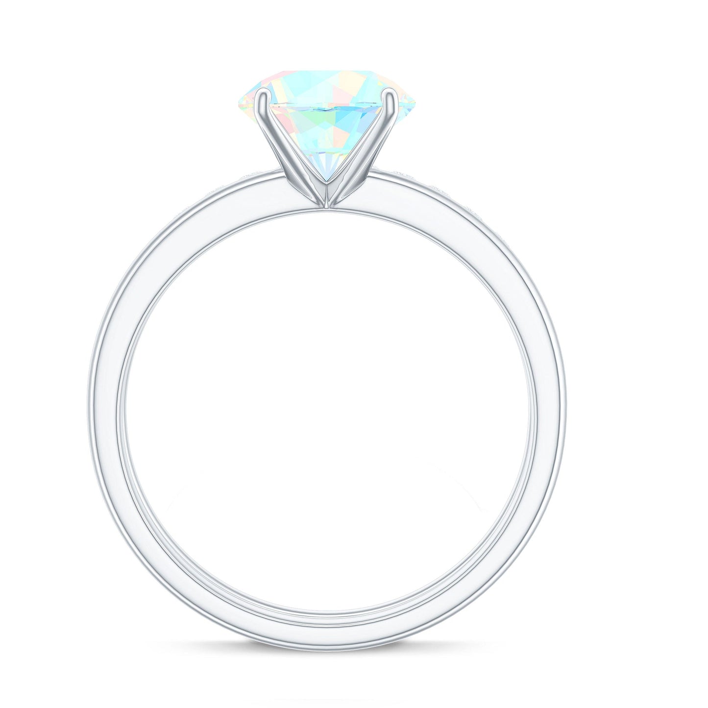 Natural 2 Carat Ethiopian Opal Diamond Solitaire Engagement Wedding Ring Set