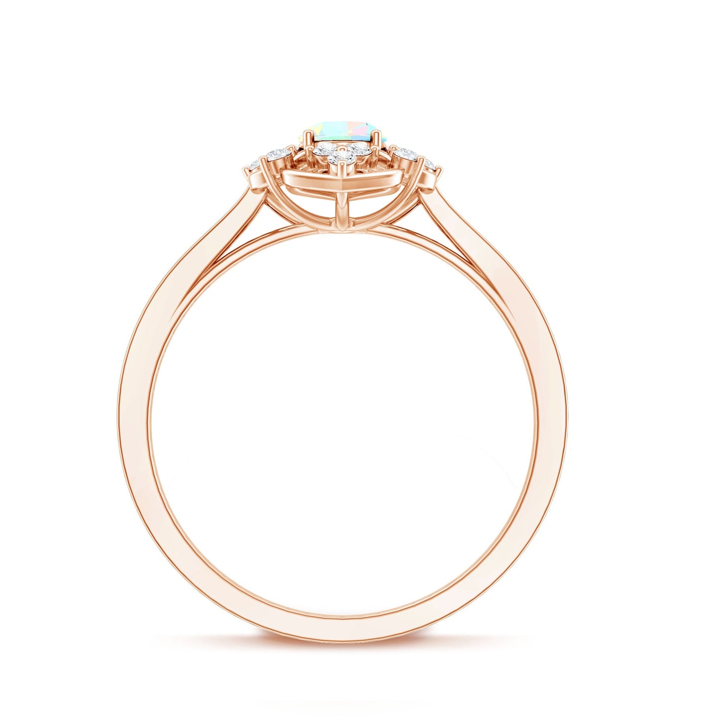 Natural Oval Ethiopian Rainbow Opal Vintage Looking Engagement Ring with Diamond