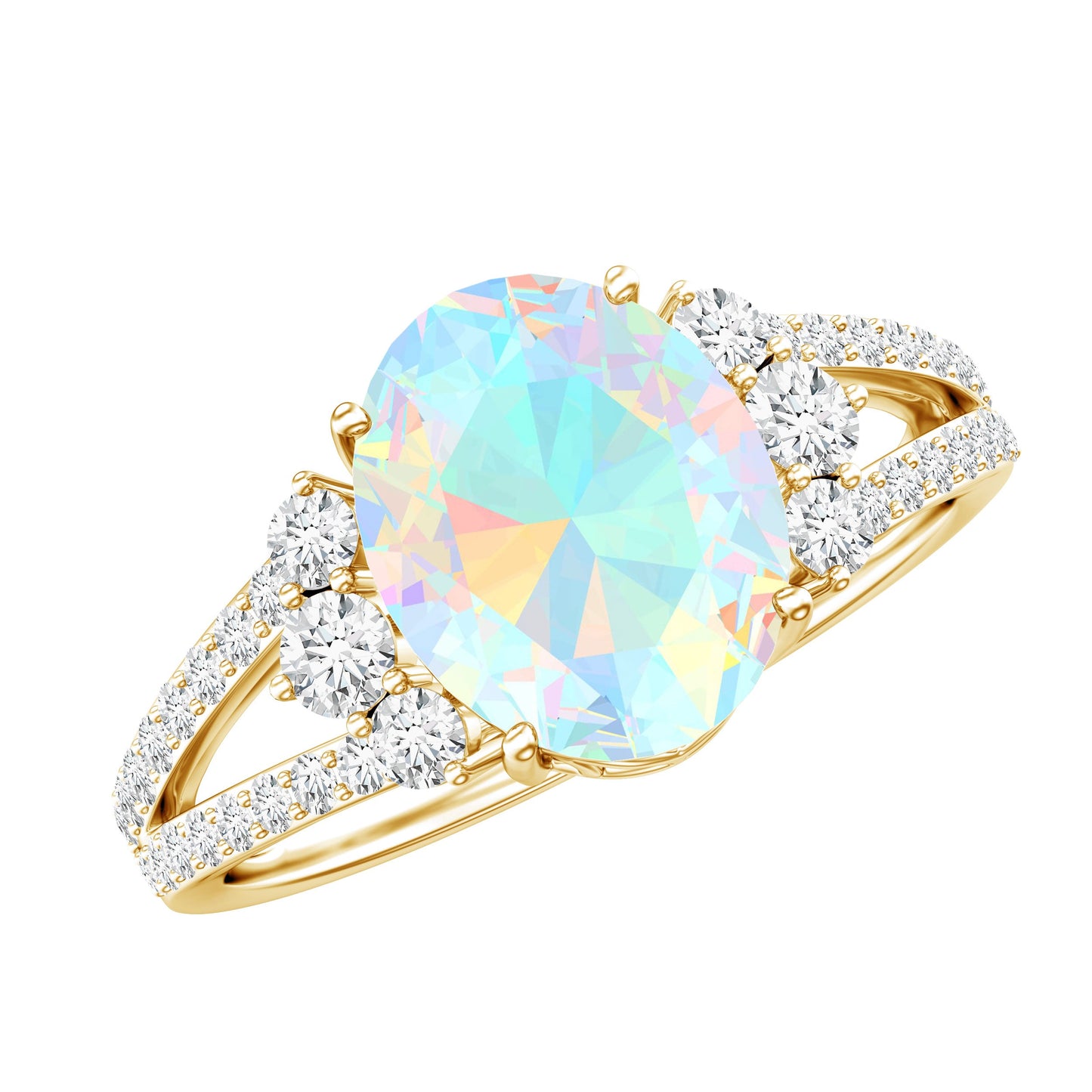 Certified 1.3 Carat Ethiopian Opal Oval Engagement Ring with Diamond