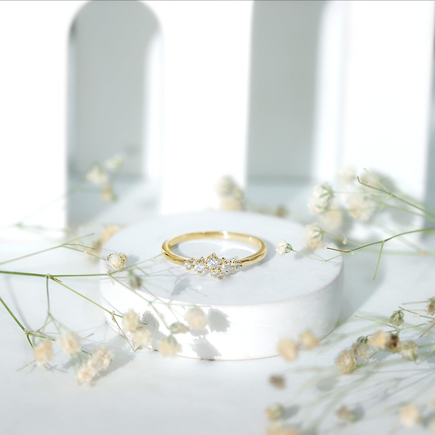Certified Moissanite Cluster Promise Ring