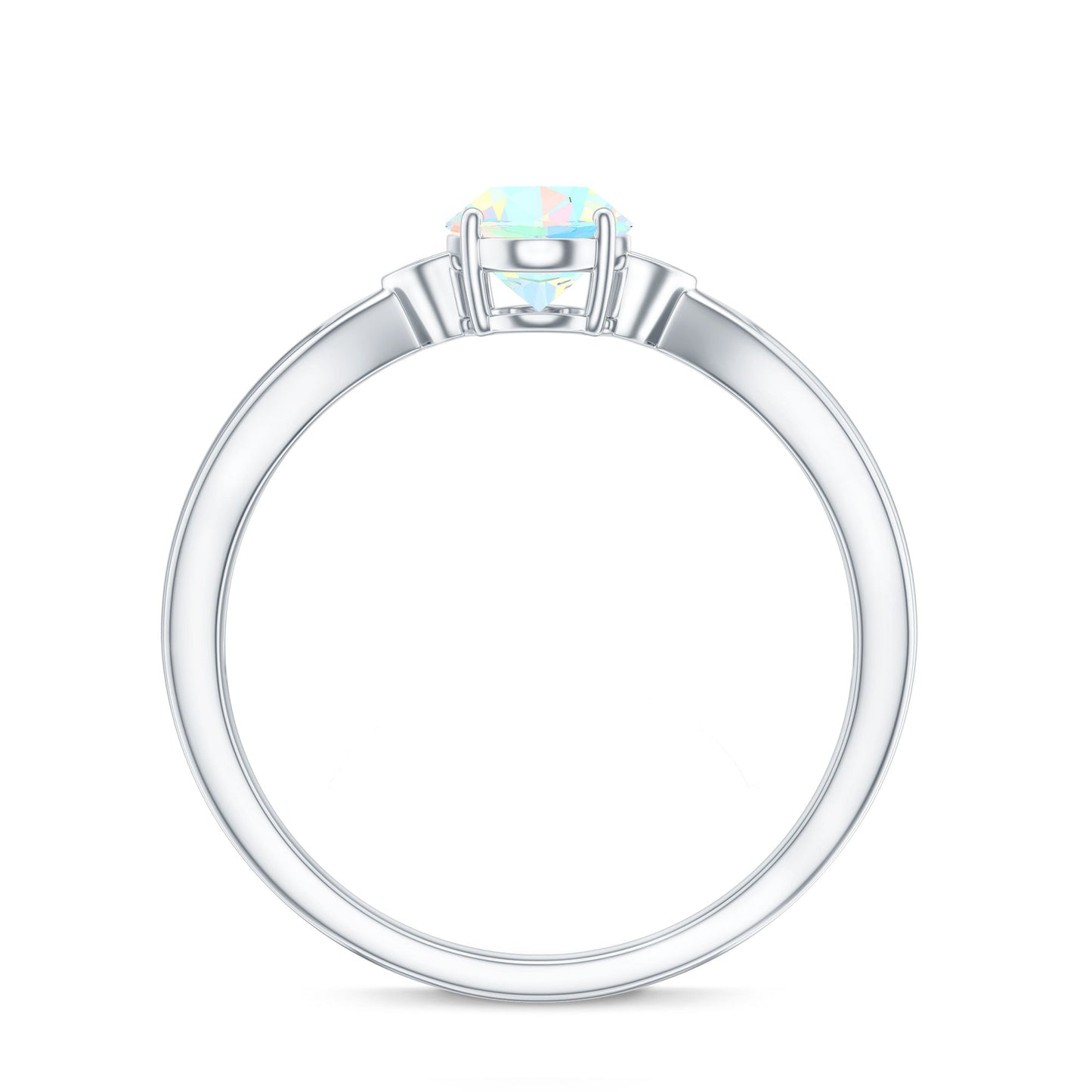 Natural Solitaire Ethiopian Opal Diamond Oval Engagement Ring With Pinched Shank
