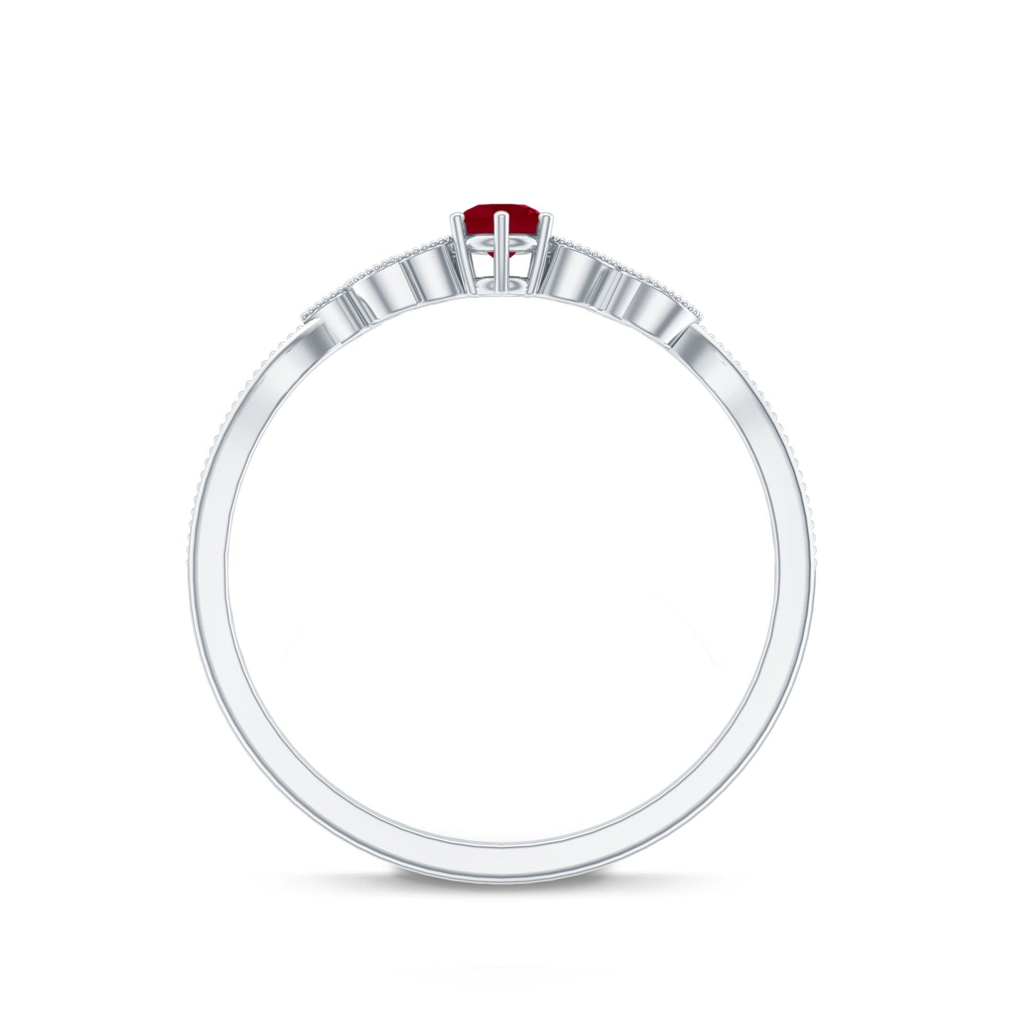 Certified Ruby and Diamond Leaf Branch Promise Ring