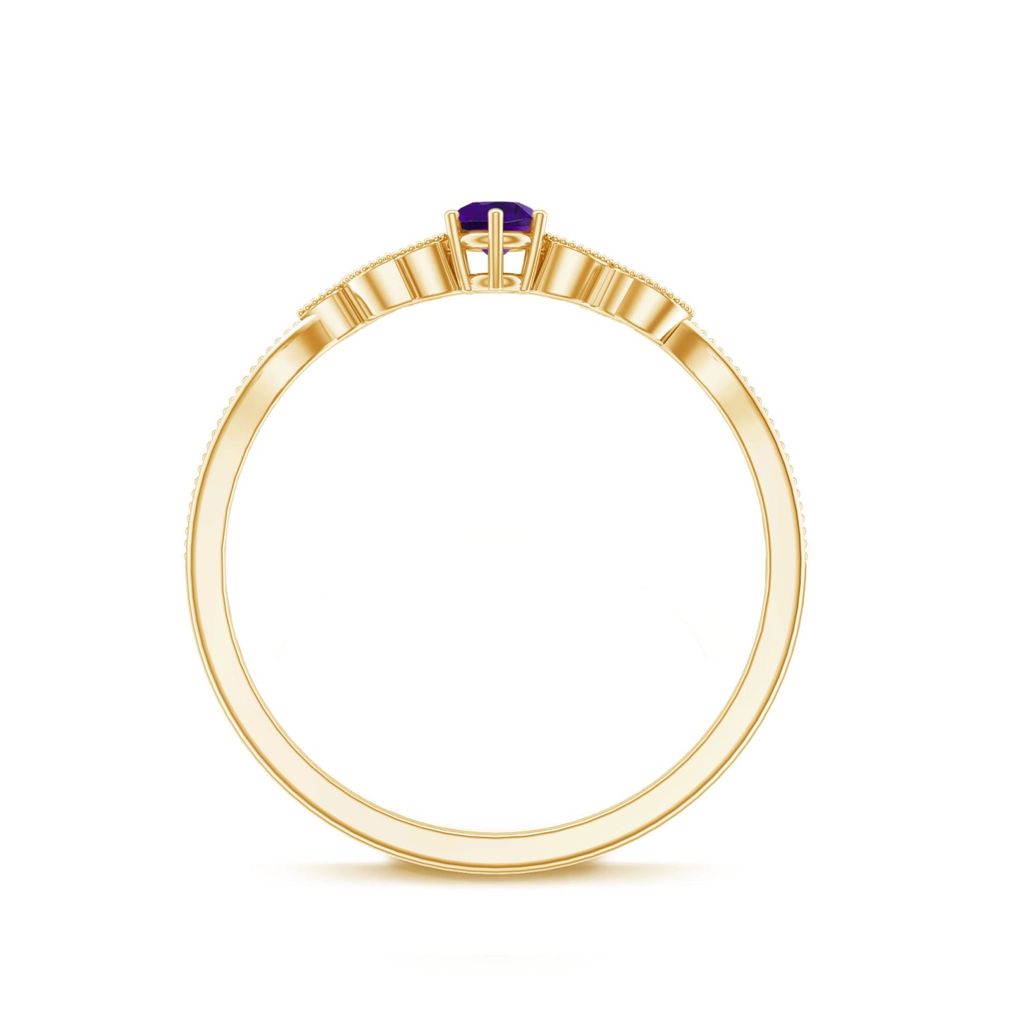 Nature Inspired Amethyst Promise Ring with Diamond