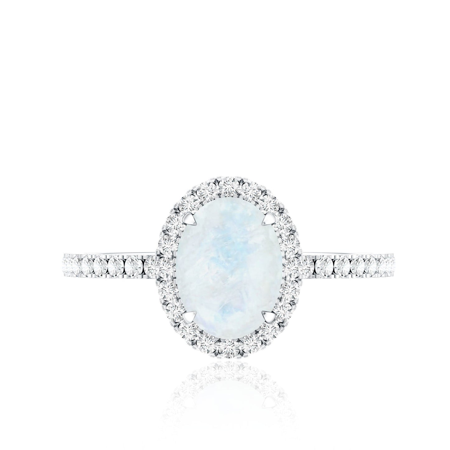 Oval Moonstone Engagement Ring with Diamond Halo