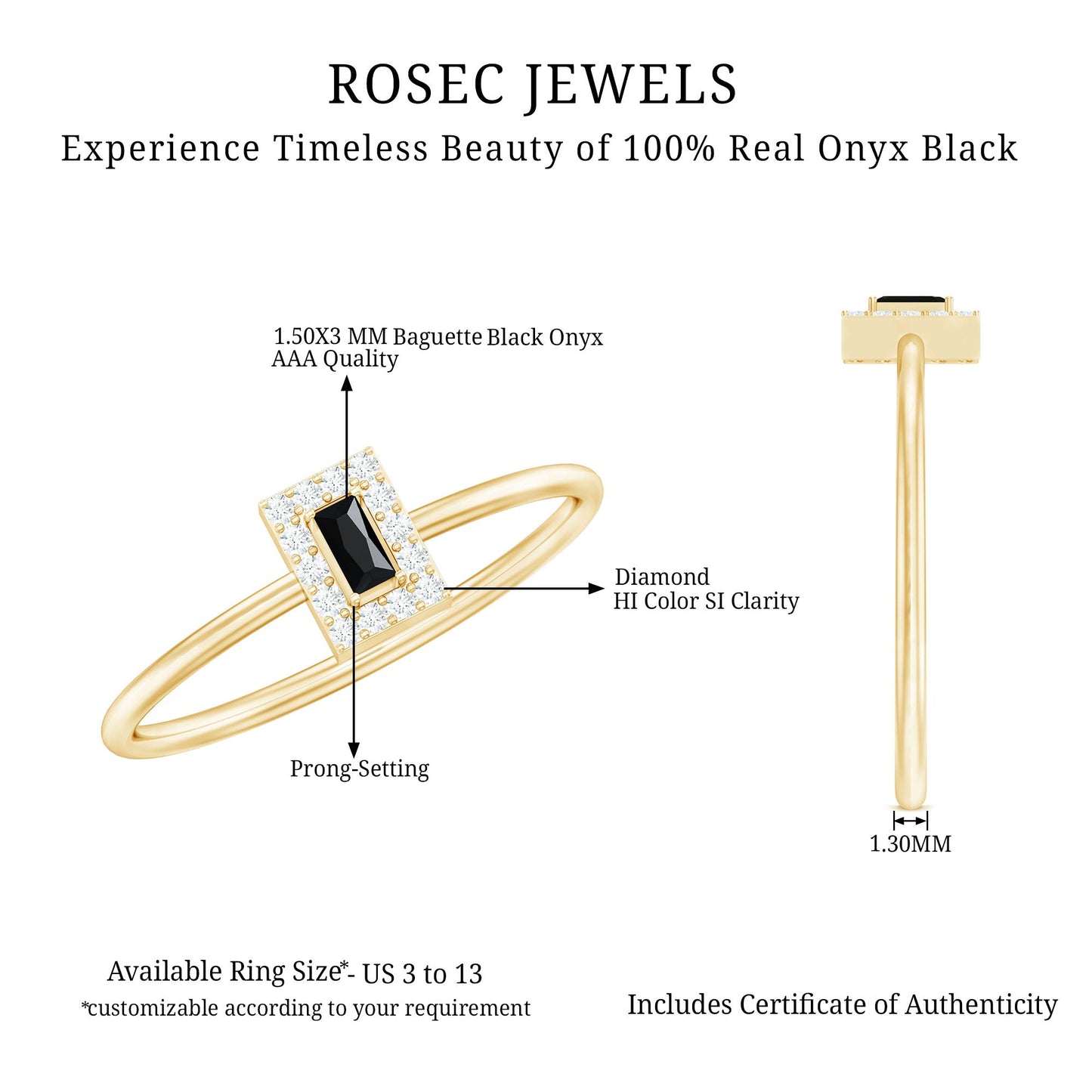 Minimalist Black Onyx and Diamond Halo Promise Ring
