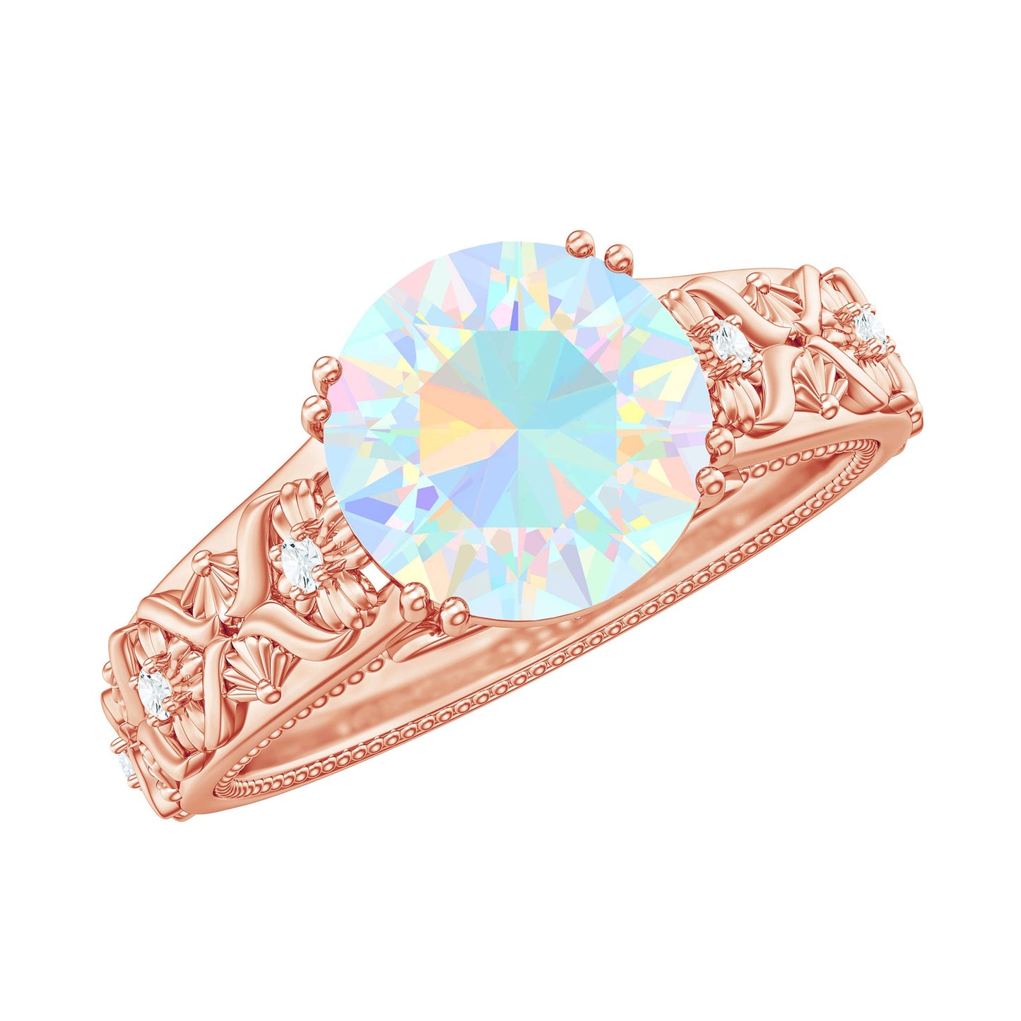 Nature Inspired 2 Carat Ethiopian Opal Engagement Ring with Diamond