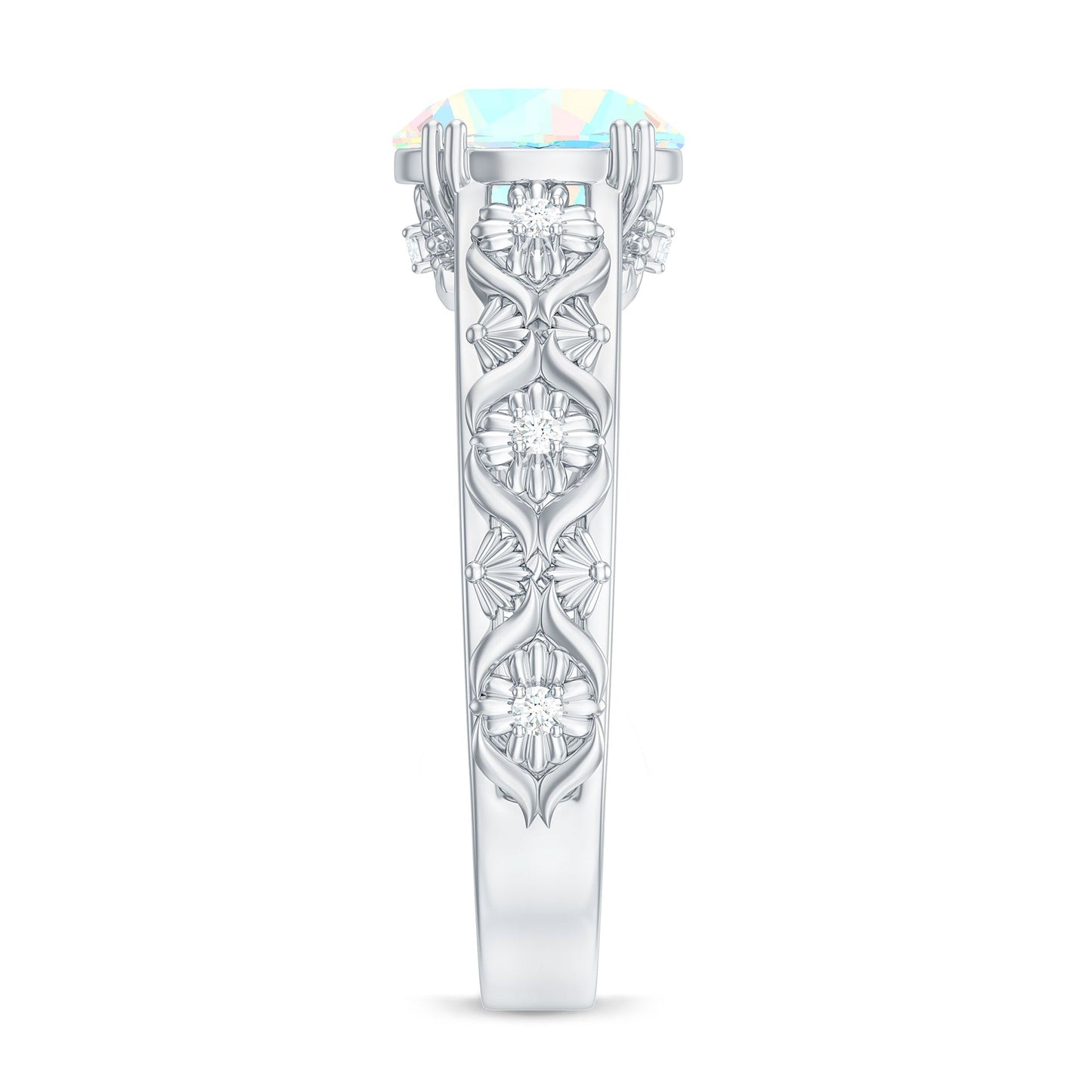 Nature Inspired 2 Carat Ethiopian Opal Engagement Ring with Diamond