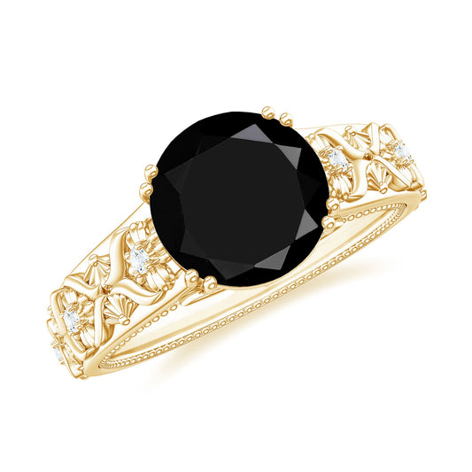 Nature Inspired 2 Carat Lab Grown Black and White Diamond Engagement Ring