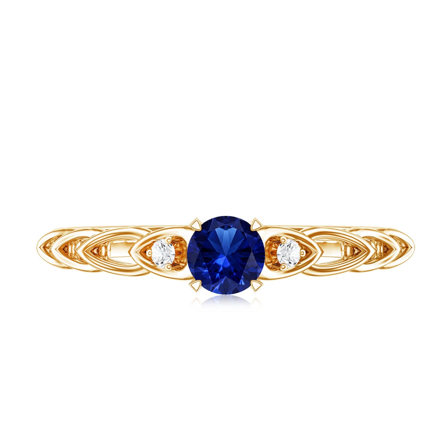 Certified 0.6 Carat Lab Grown Blue Sapphire Diamond Promise Ring