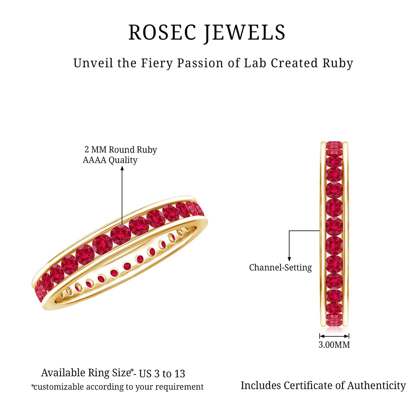 Channel Set Round Lab Created Ruby Eternity Band Ring for Women
