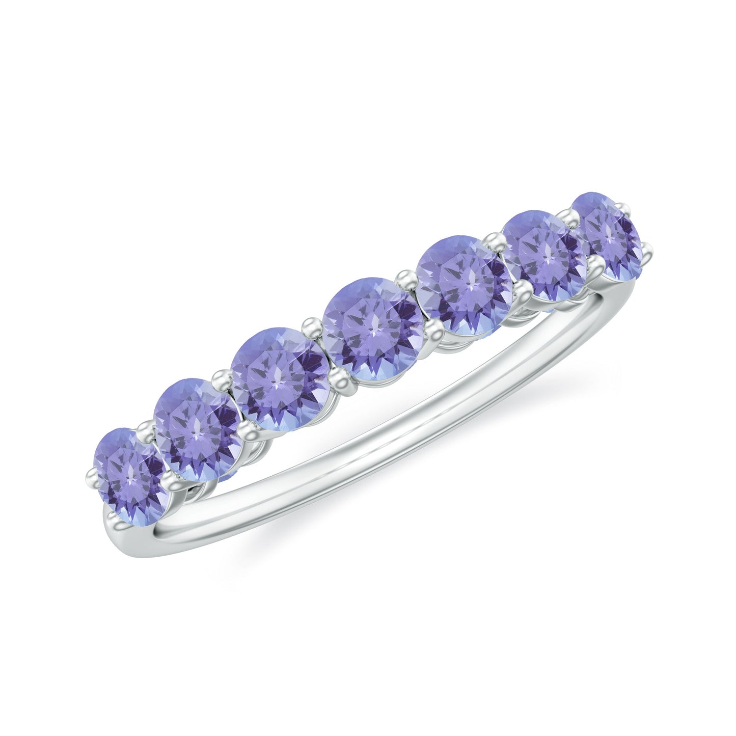 Certified Real Tanzanite Half Eternity Ring for Anniversary