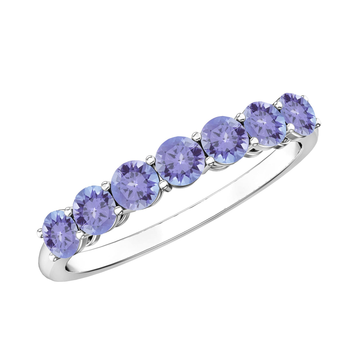 Certified Real Tanzanite Half Eternity Ring for Anniversary