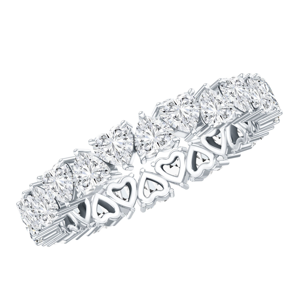 Claw Set Moissanite Heart Wedding Band for Women