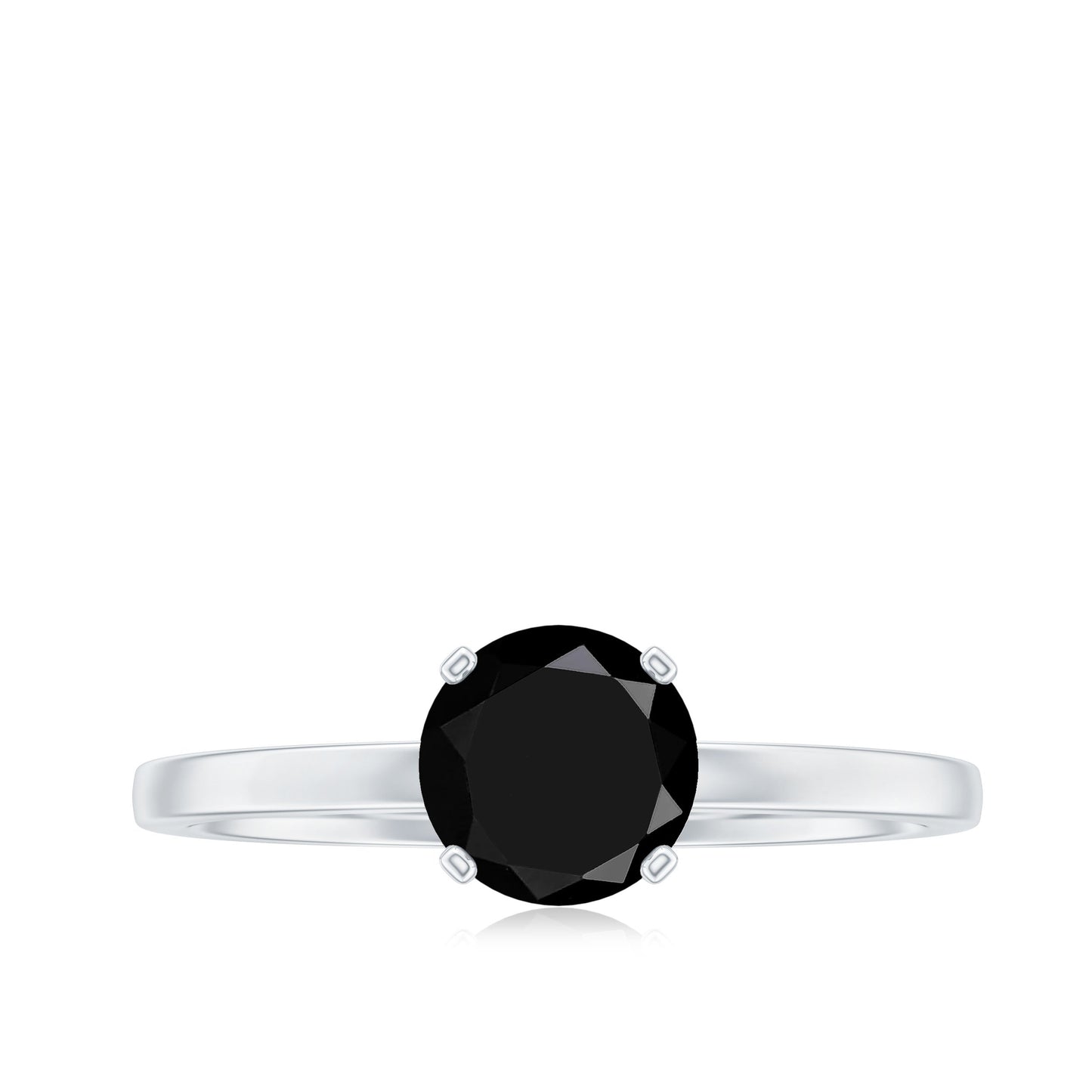 Natural 2 Carat Black Onyx Engagement Ring For Women